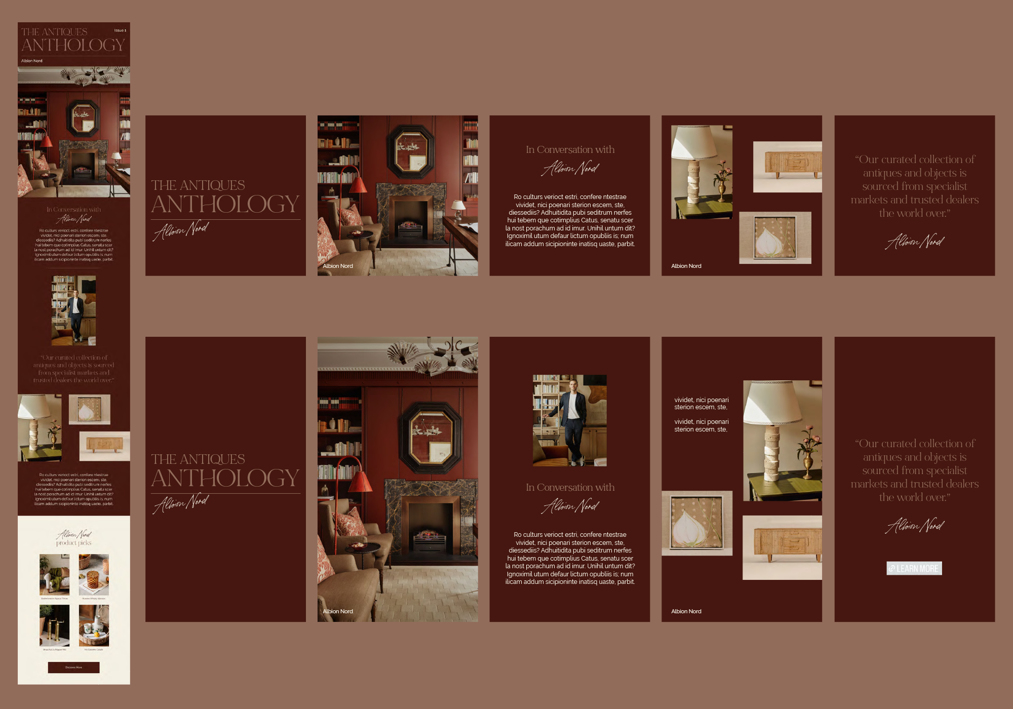 The Antiques Anthology - A project for Rebecca Udall to design social and CRM designs to allow the audience to capture inspiration from antique dealers and owners