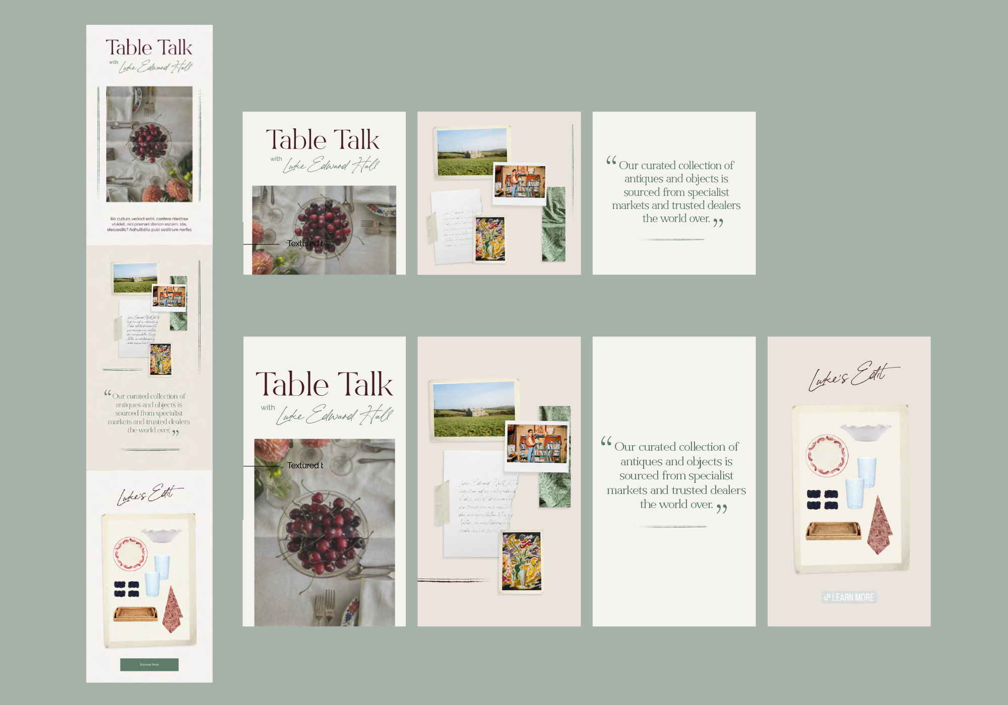 Table talk - A project for Rebecca Udall, an interview series to feature on social and CRM. The design had to be adaptable for the different types of content being included as well as reflecting the RU brand. 