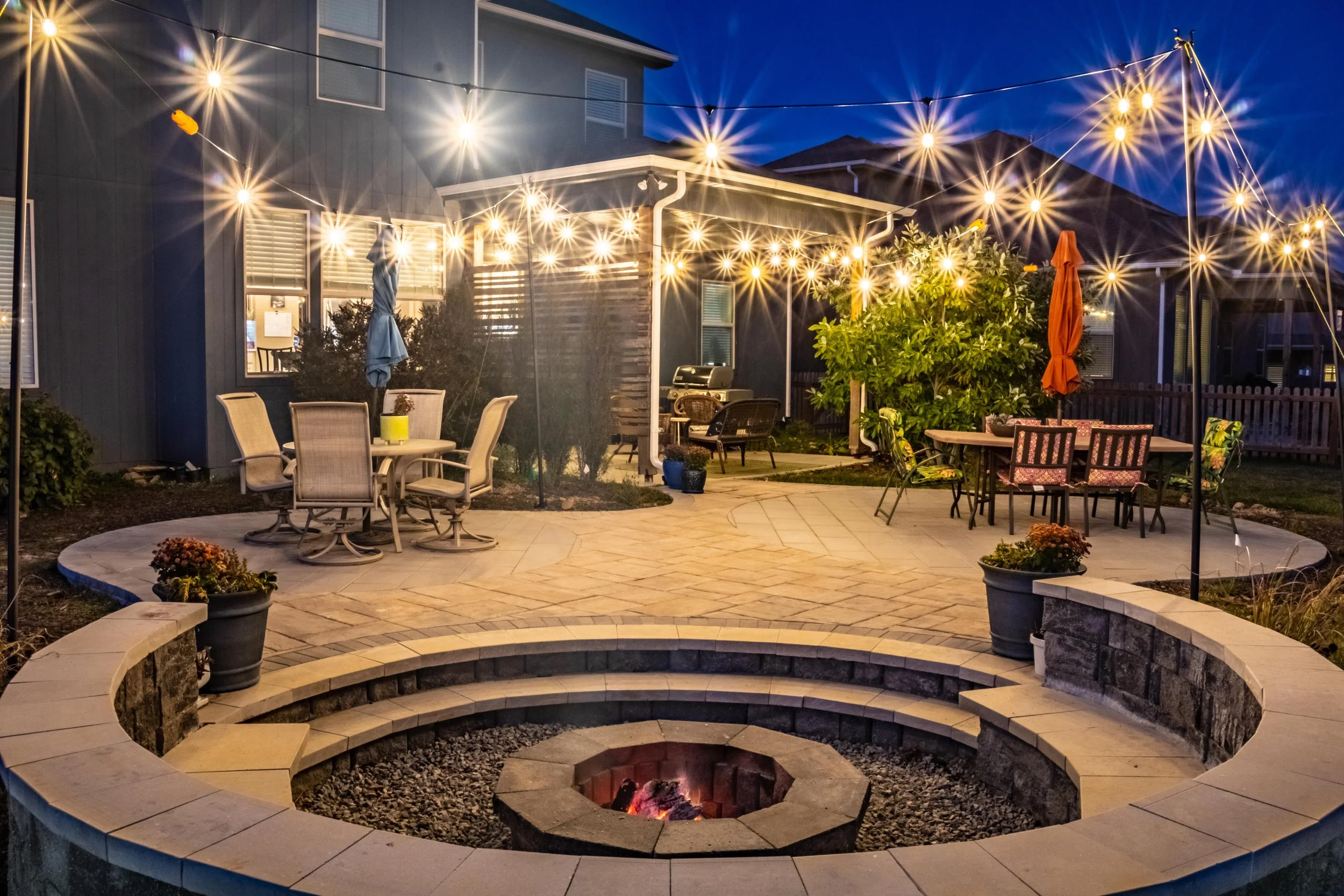 Paver Patio & Sunken Fire Pit — Kansas City Hardscapes