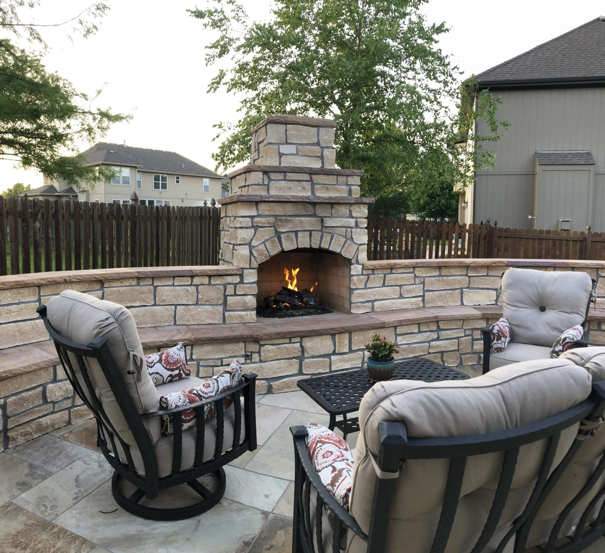 Natural Stone Patio & Fireplace — Kansas City Hardscapes