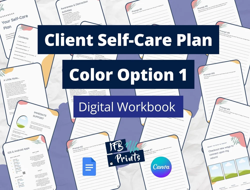 Option 1: Client Self-Care Plan Workbook | Printable and Editable Template  for Clinicians, Therapists, Mental Health Professionals, School Counselor,  Coping Tools, Therapy Workbook for Teens | Interfaith Bridge Counseling,  PLLC