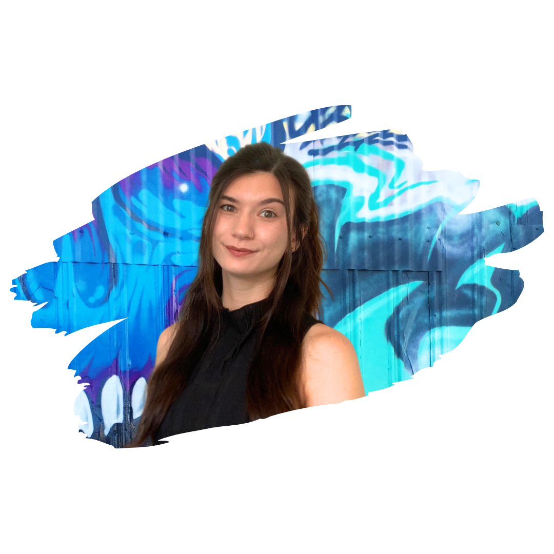 [Image] Scribble picture of latinx woman smiling in front of a graffiti painted wall. Denver Teen Therapist.