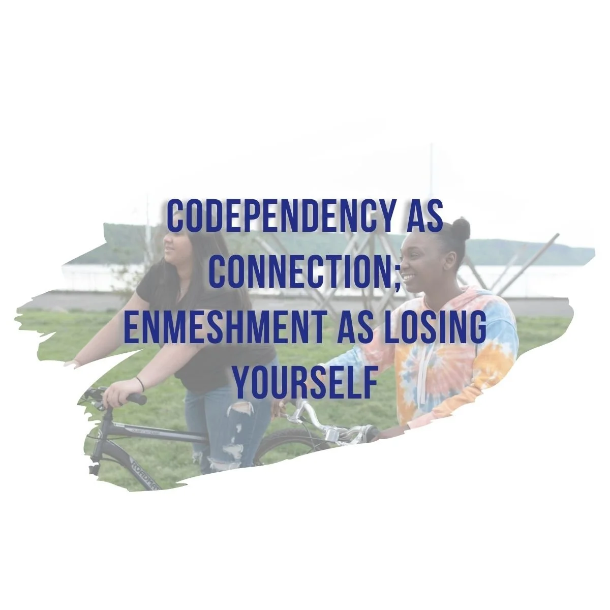 [Image] Two young BIPOC teens on bikes smiling, symbolizing codependency vs enmeshment therapy for teens and young adults throughout Colorado. Interfaith Bridge Counseling.