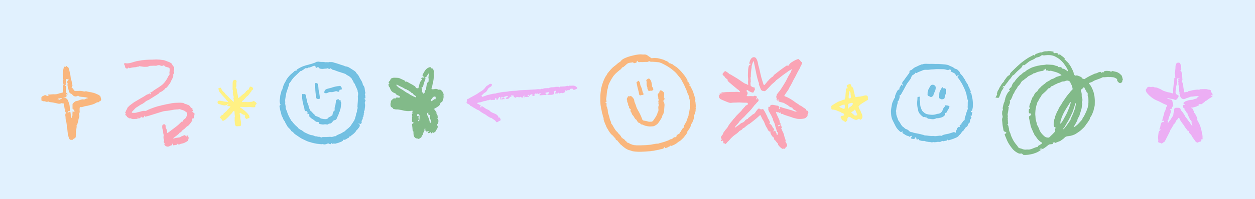 A series of arrows, stars, and smiley faces that acts as a divider.