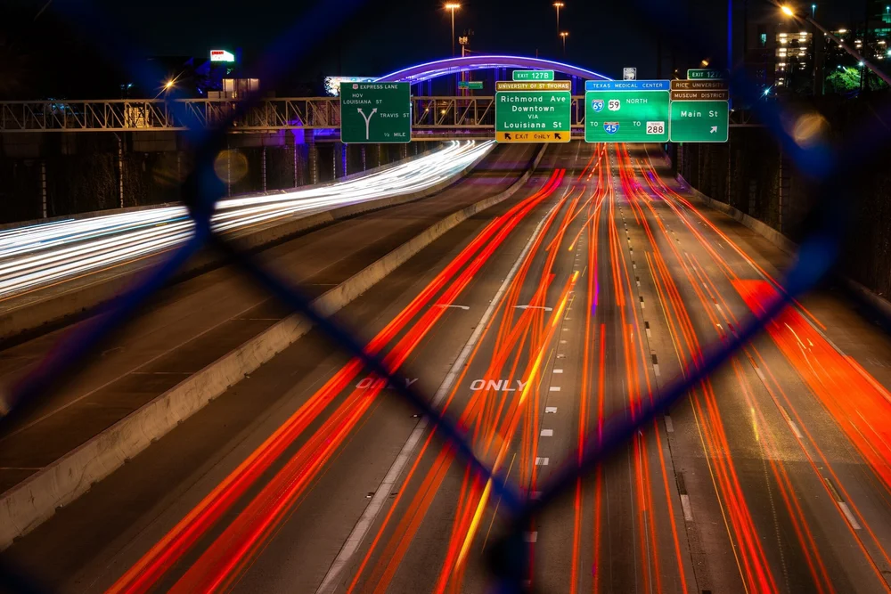 Texas highway at dusk