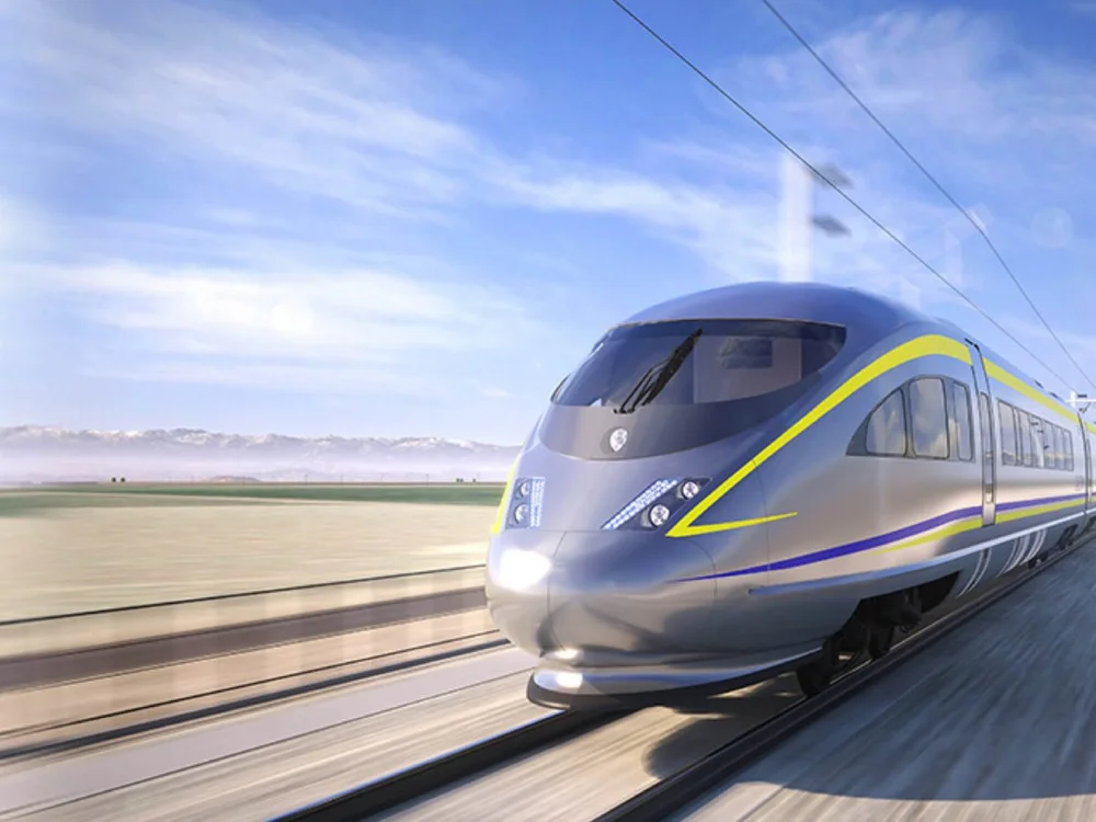 Rendering of a California high-speed rail train