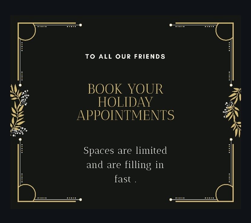 It&rsquo;s that time of year again friends. Please reach out to book your appointments for the holidays.  Although they may be different this year . Let us continue to do our part and support all the local business struggling during these very diffic