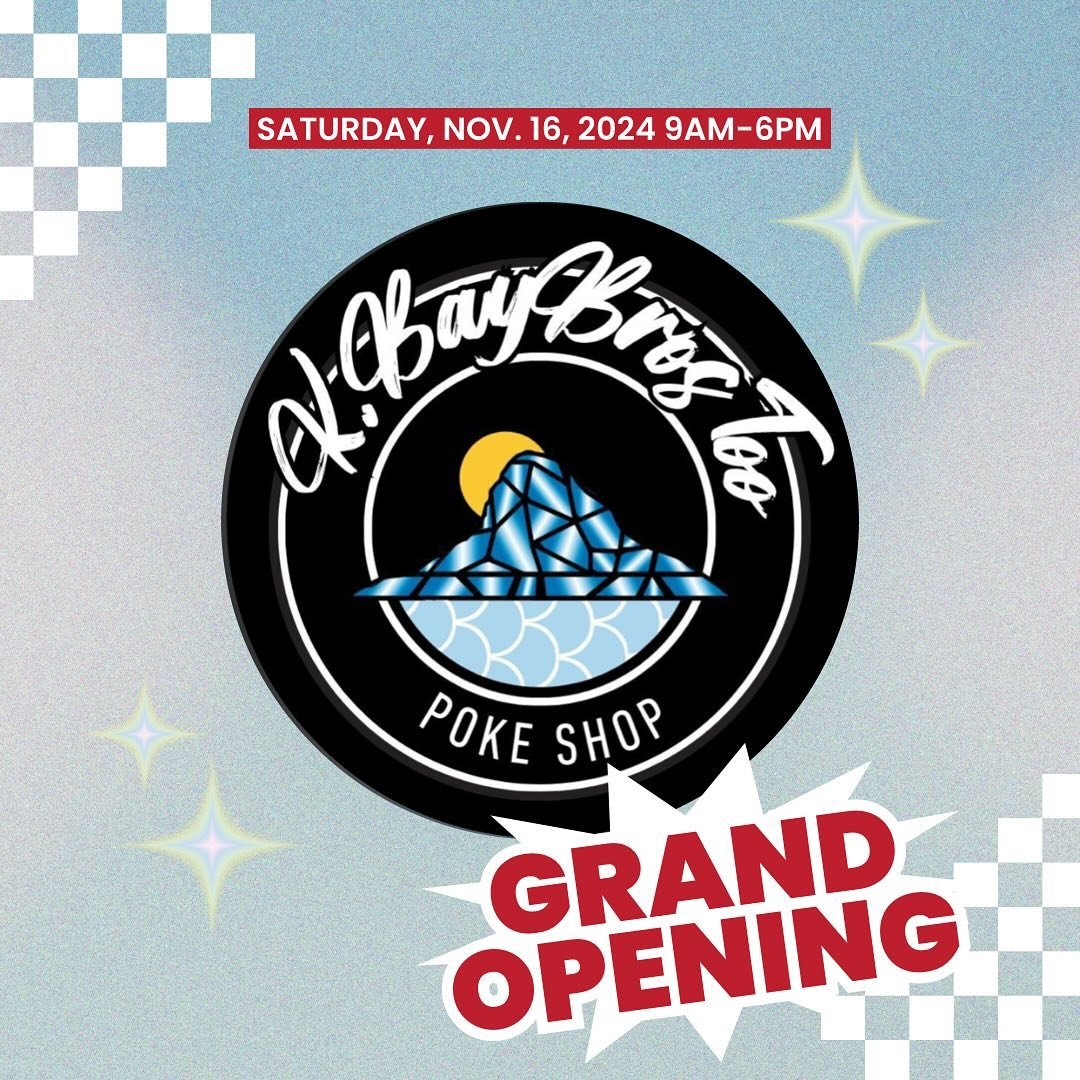 🍚🐟🥢 We&rsquo;re excited to announce the GRAND OPENING of K Bay Bros Too! Join us for raffles, freebies and SO much more! 🎉 You don&rsquo;t want to miss it &mdash; see you Saturday, Nov. 16th 9am-6pm! Follow @kbaybros.too for more details!