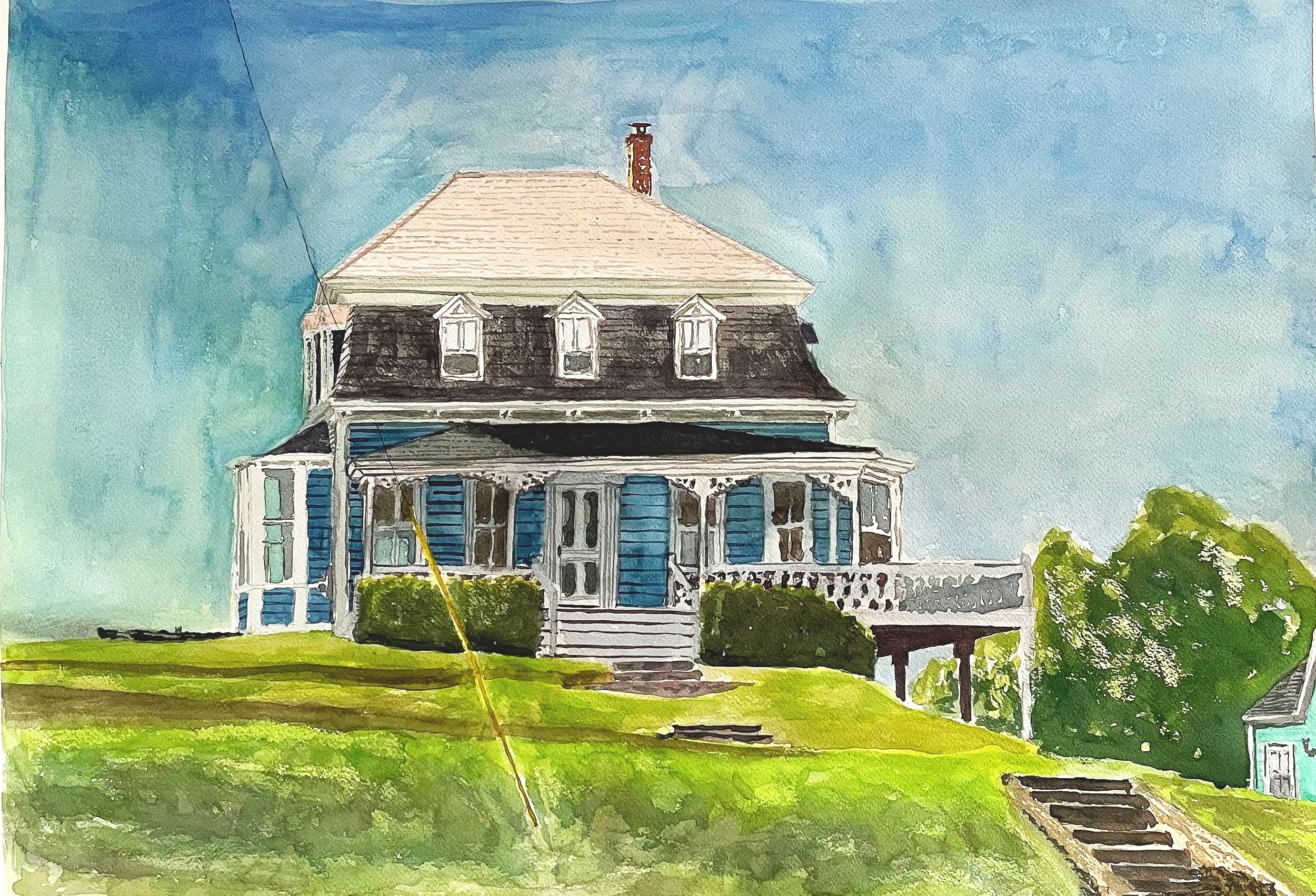   House on Block Island,  Watercolor on Coldpress, 22” x 30”, 2022 