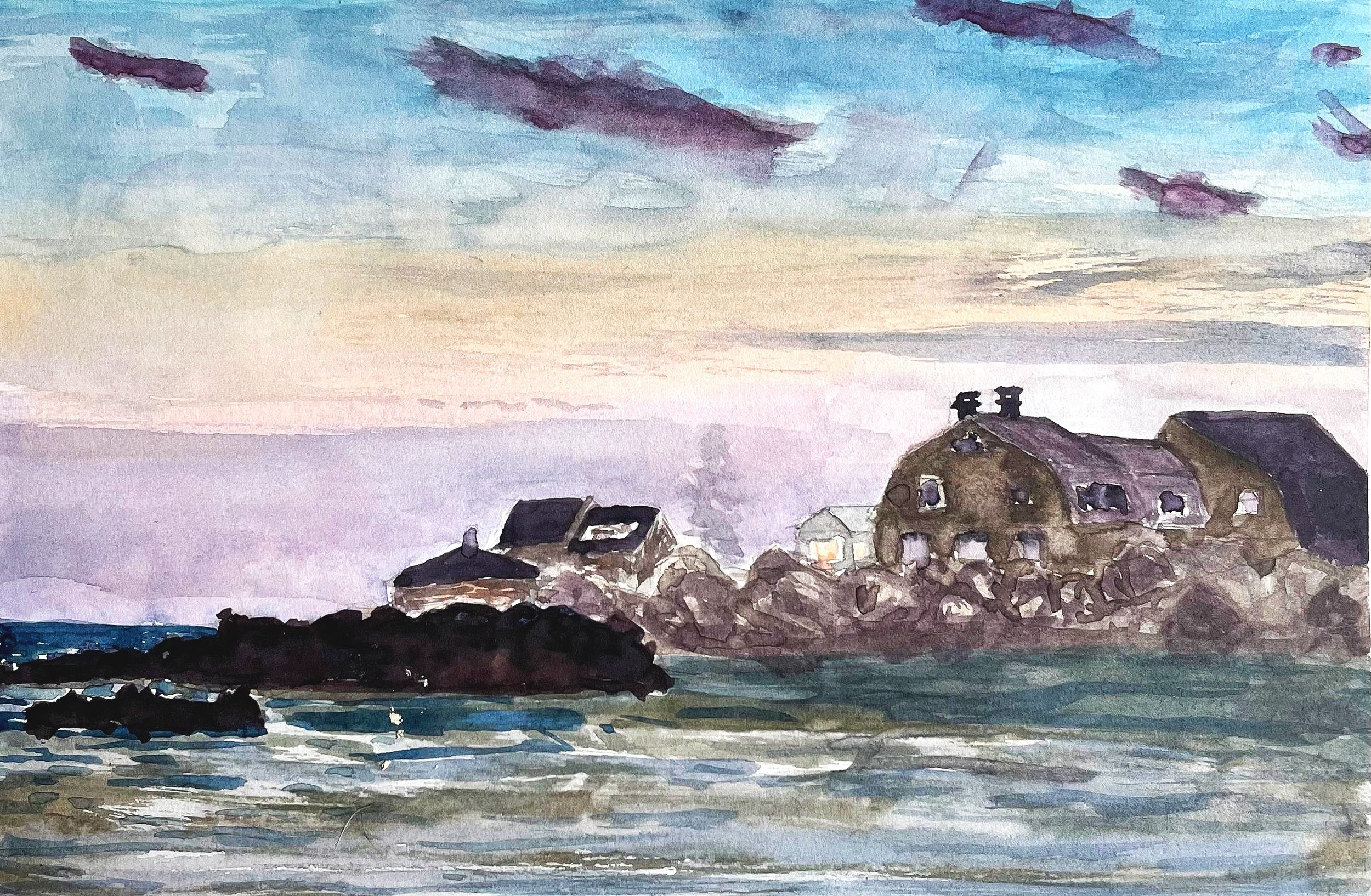   Houses on the Coast,  Watercolor on Hotpress, 9” x 12”, 2022 