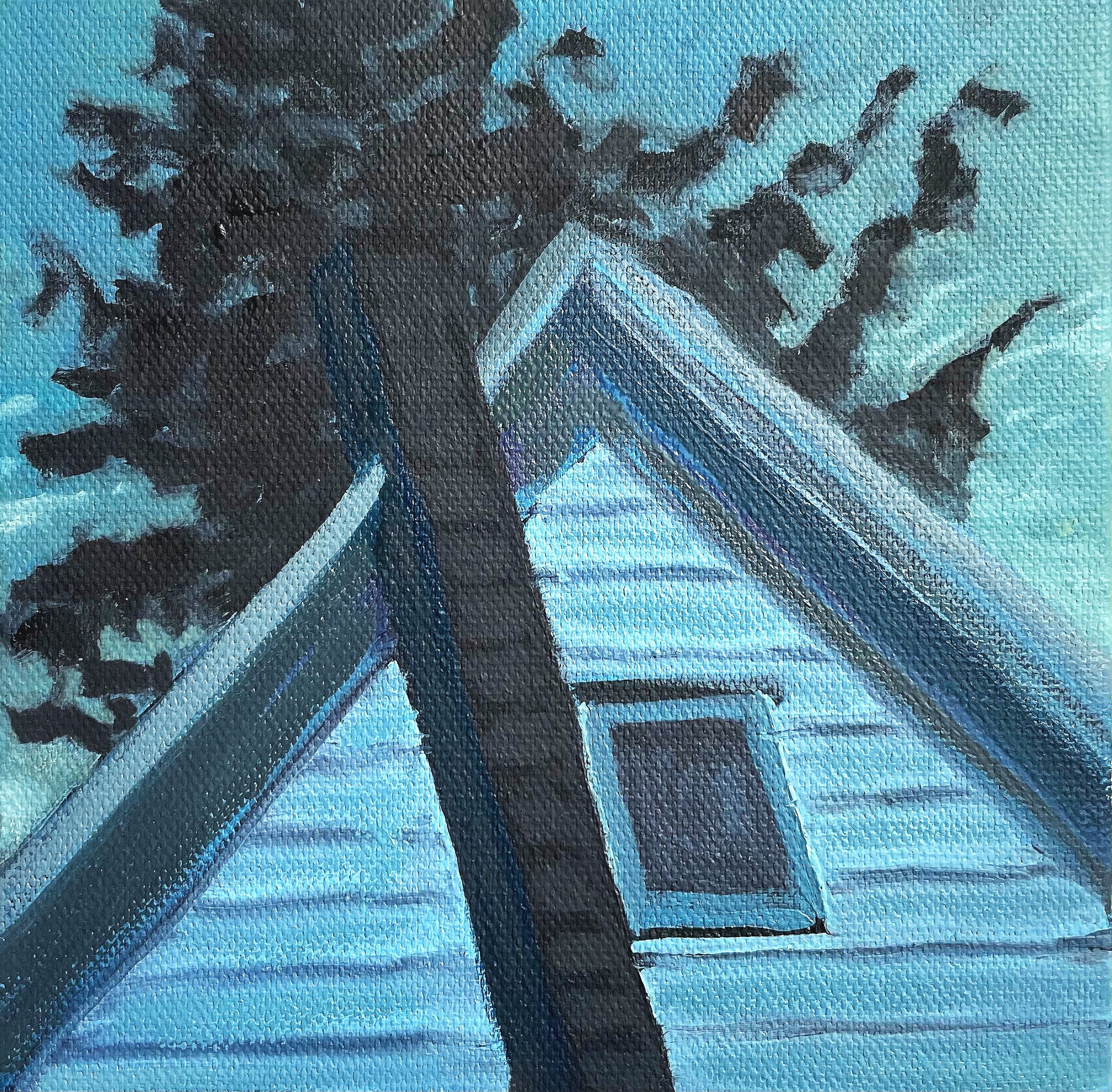   Late Summer at Marika’s,  Oil on Canvas, 6” x 6”, 2022 