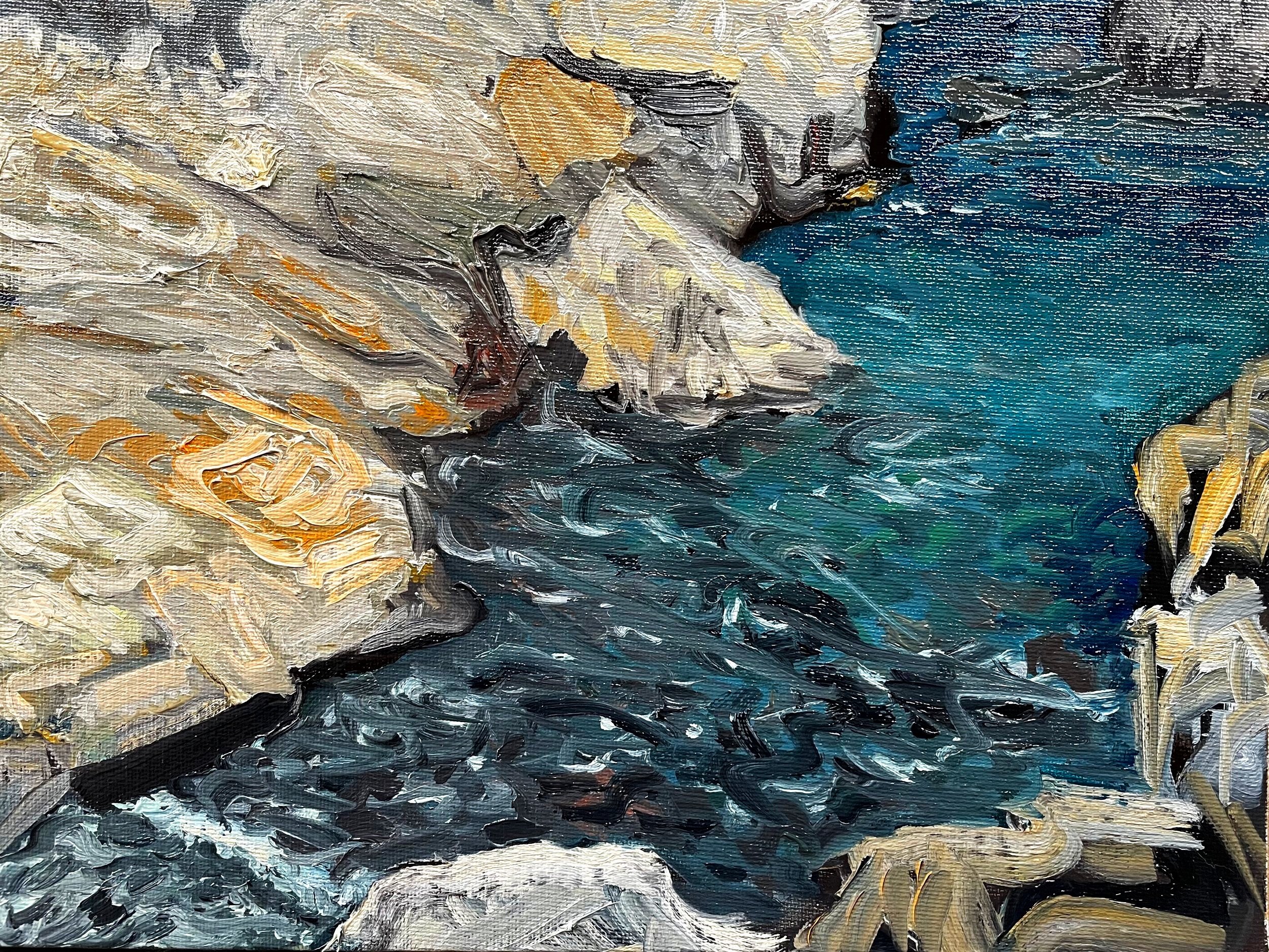   Rocks at the Shoreline,  Oil on Panel, 9” x 12”, 2022 