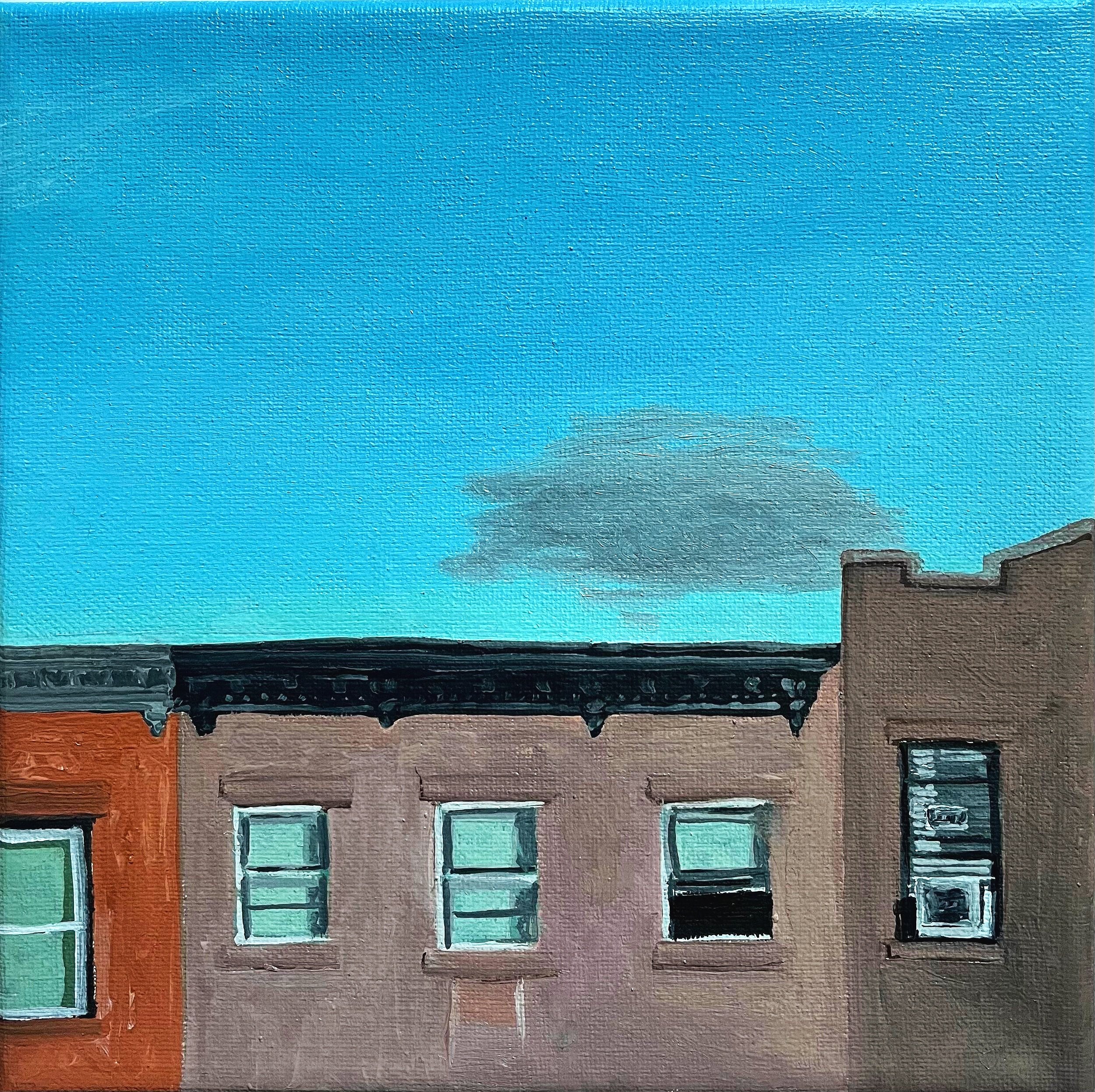  Sun on Buildings, Oil on Canvas, 8” x 8”, 2022 