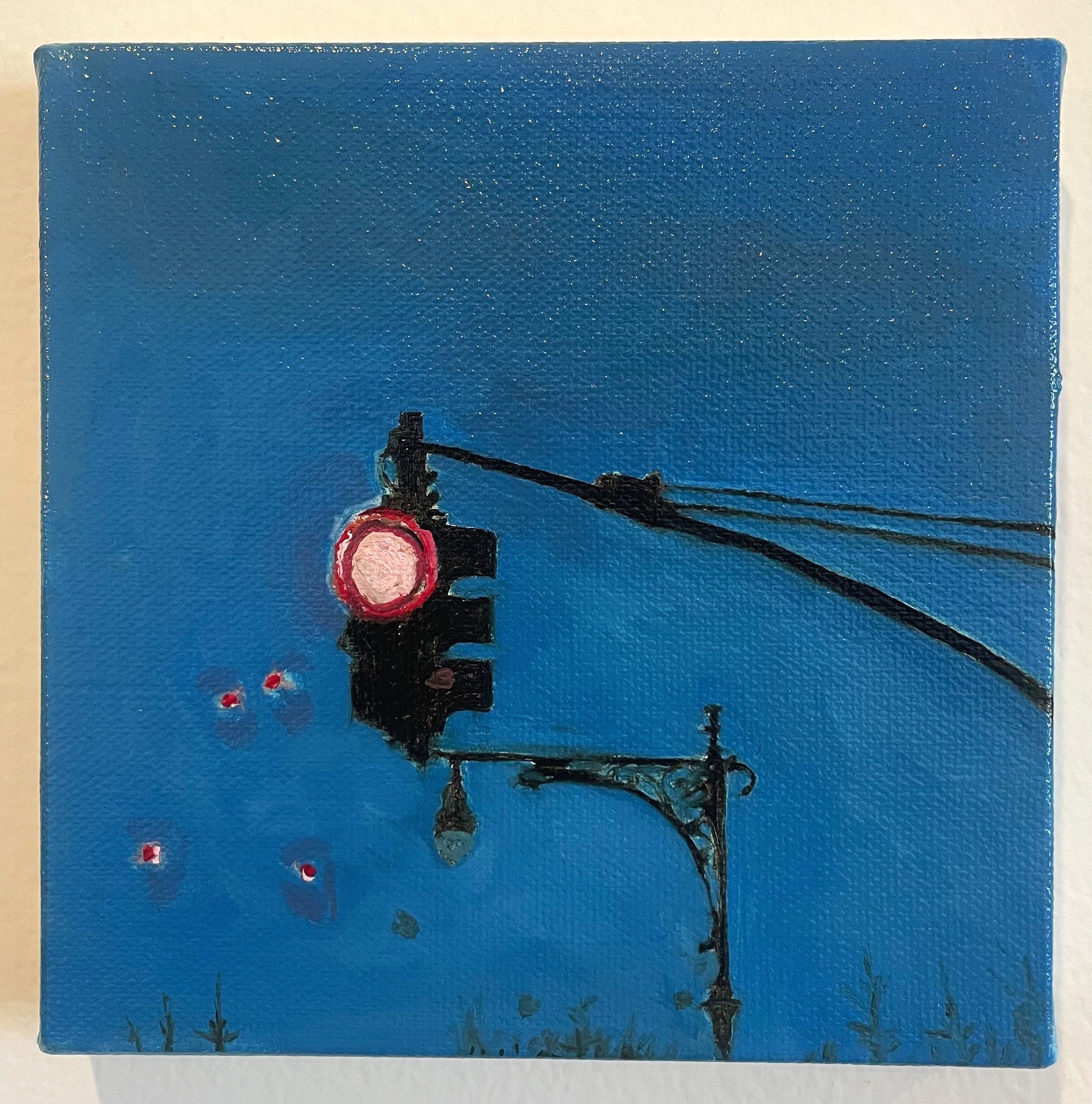   Traffic Light in Winter , Oil on Canvas, 6” x 6”, 2023 