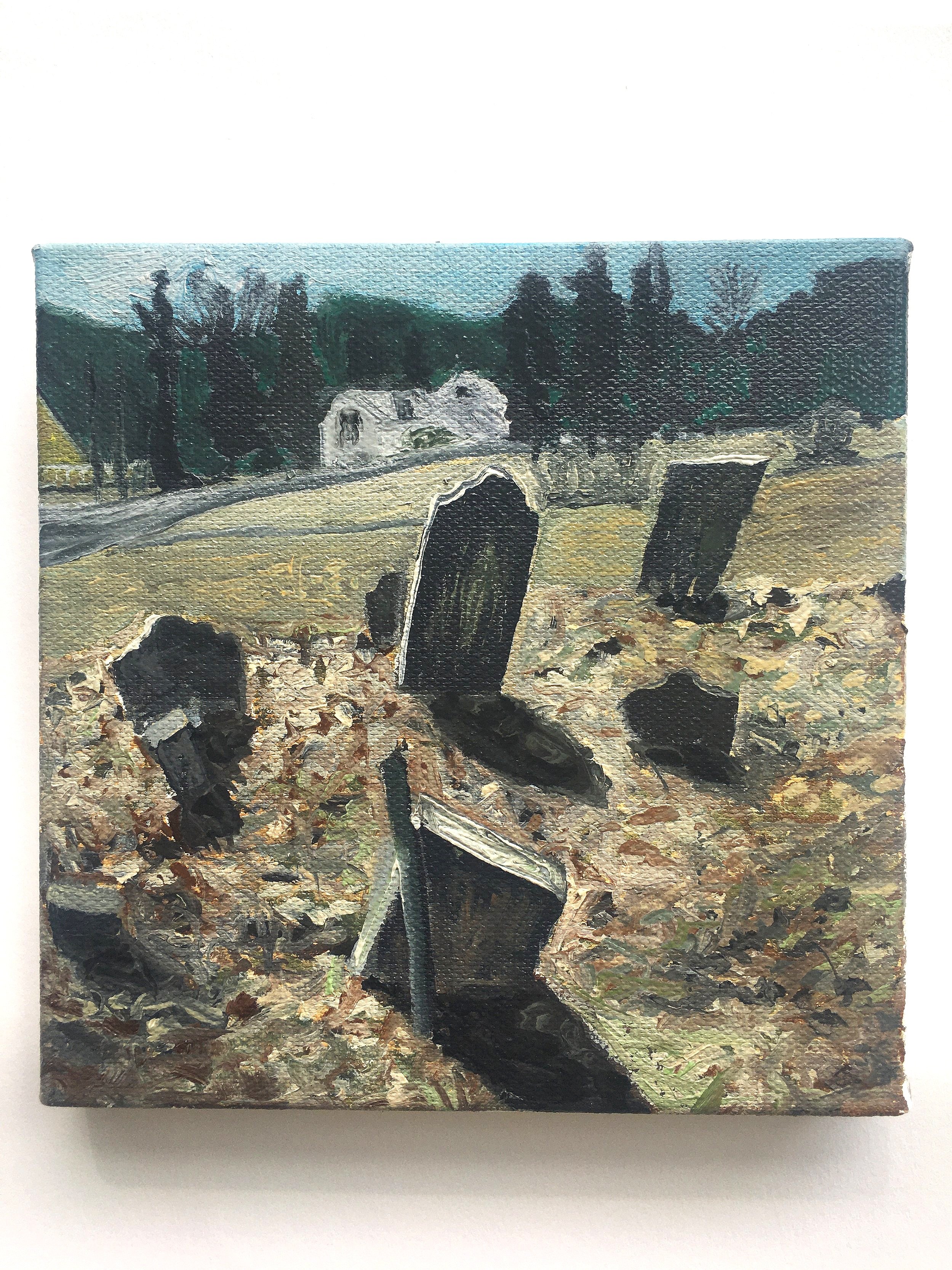   Graveyard in Early Spring,  Oil on Canvas, 6” x 6”, 2021 