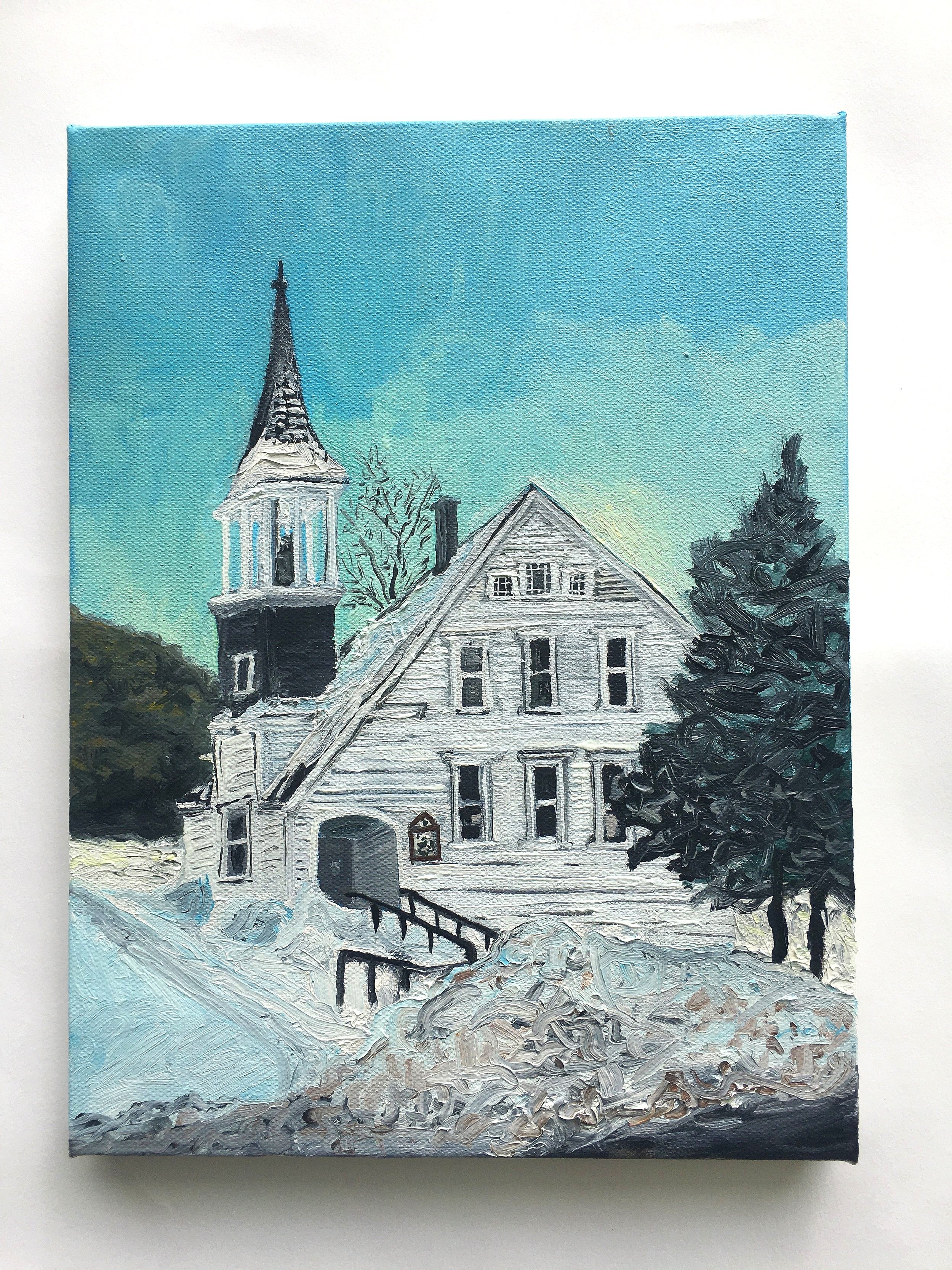  Church in Town, Oil on Canvas, 12” x 9”, 2021 