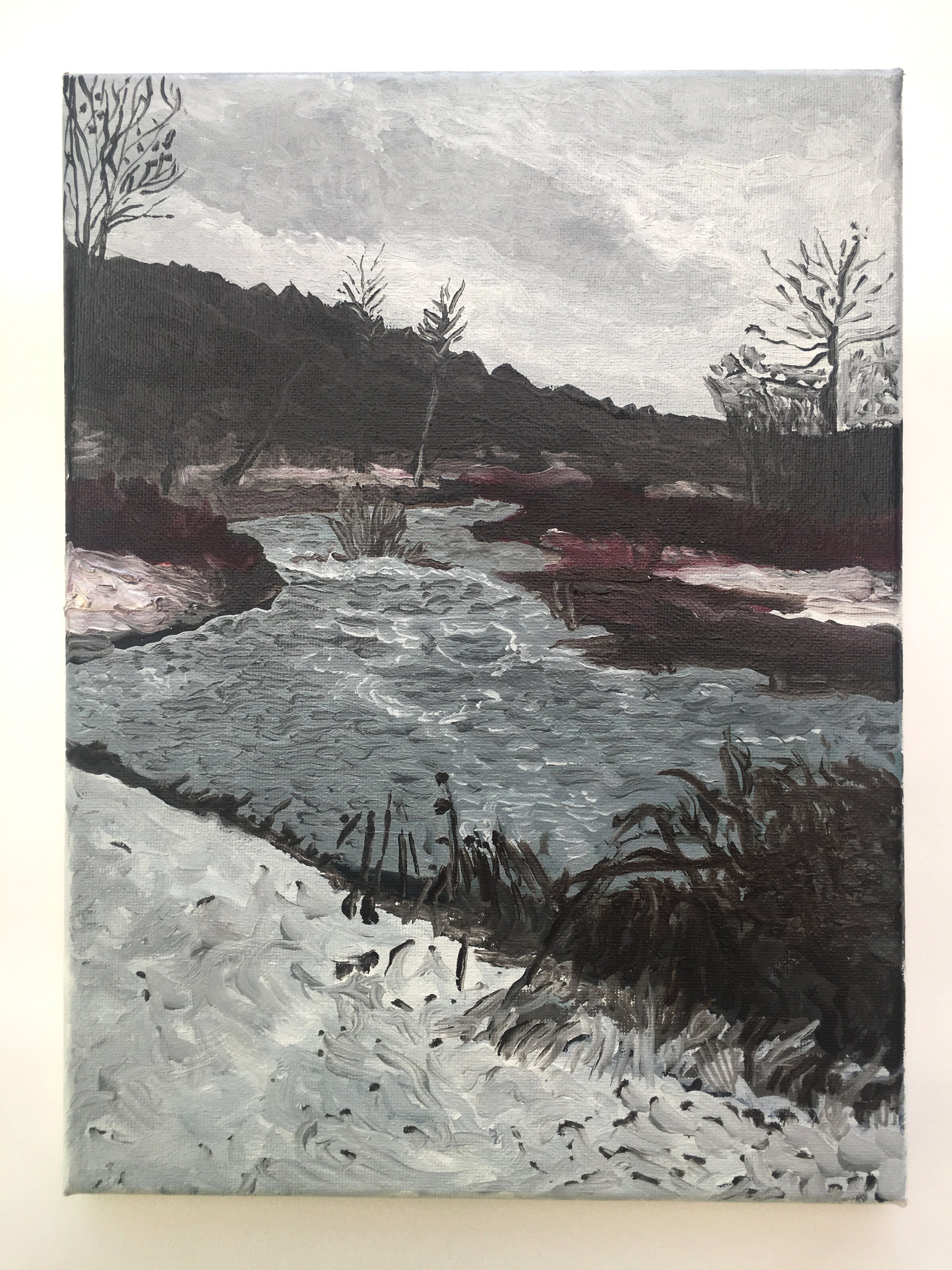   Snow Melt in the Creek,  Oil on Canvas, 12” x 9”, 2021 