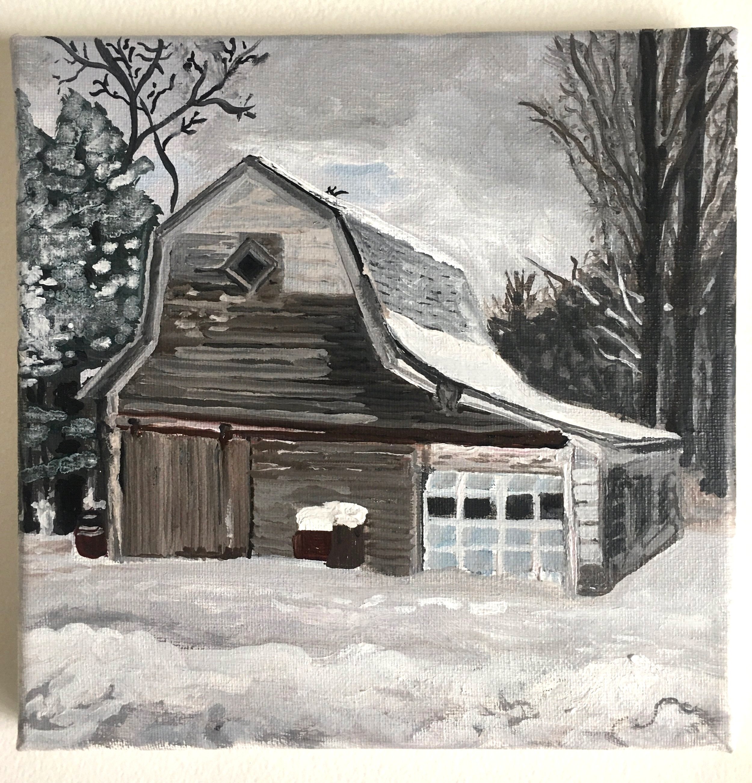   Anita’s Barn,  Oil on Canvas, 8” x 8”, 2021 