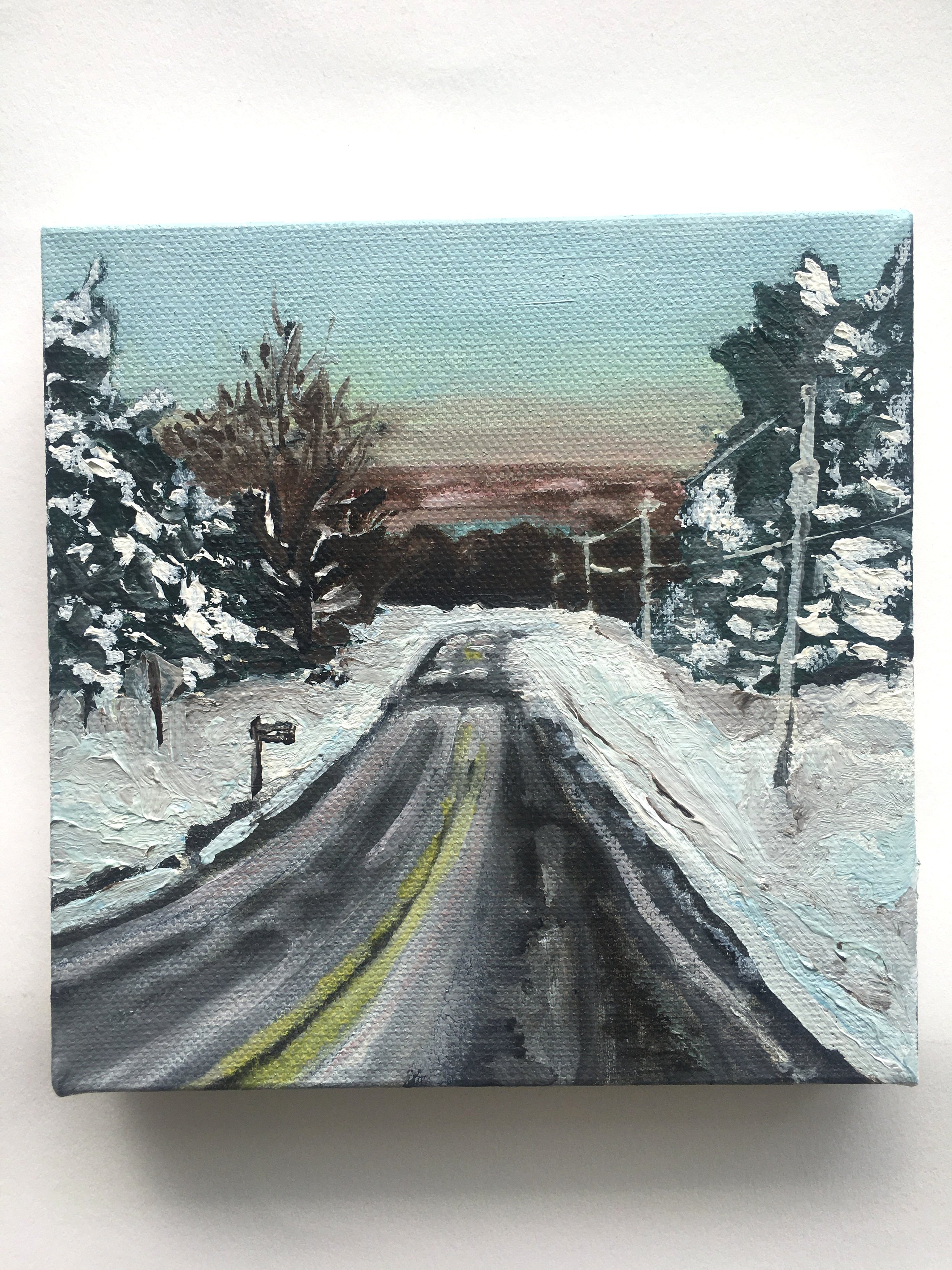   Sunday Drive,  Oil on Canvas, 6” x 6”, 2021 