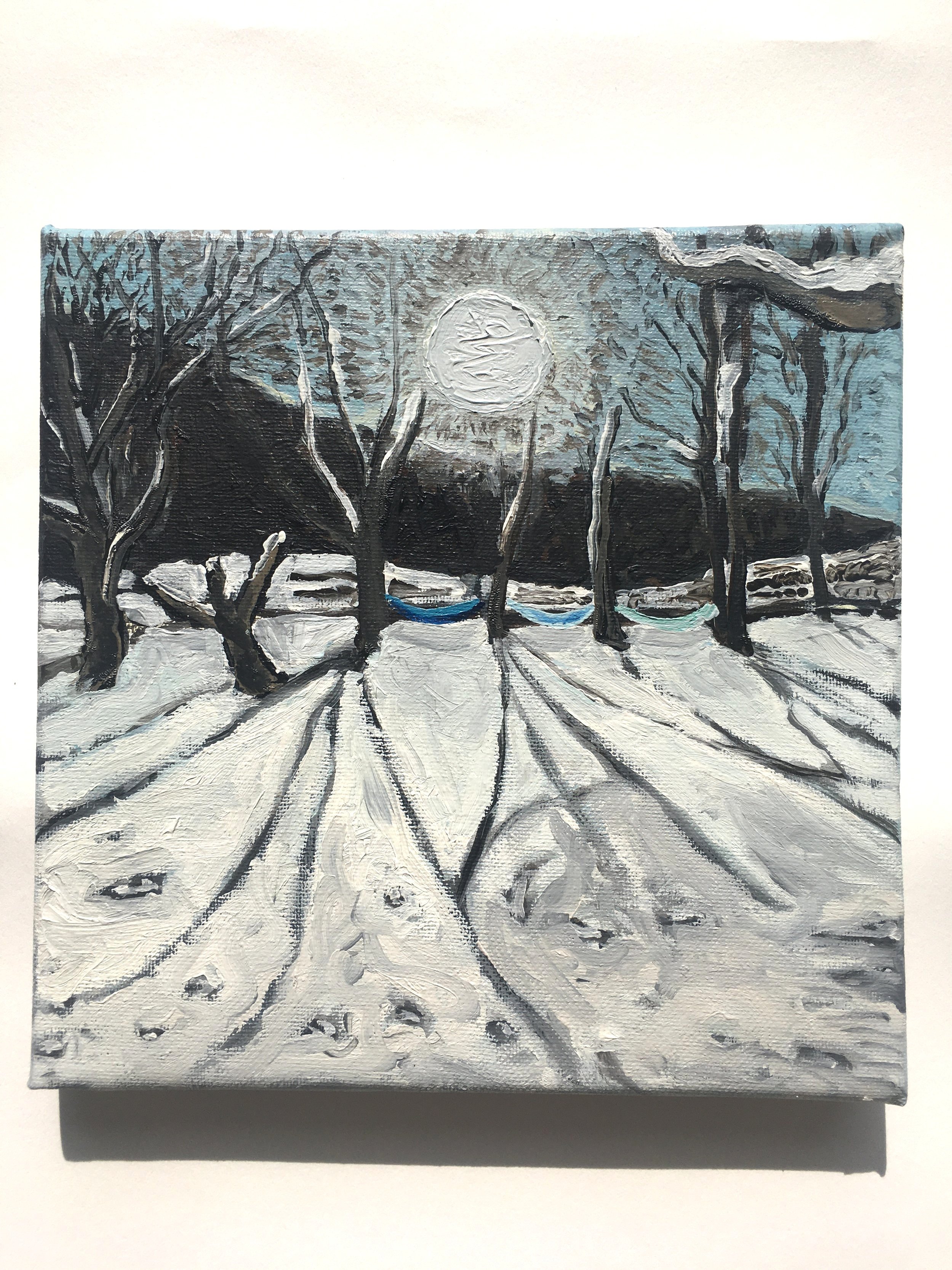   Low Winter Sun,  Oil on Canvas, 8” x 8”, 2021 