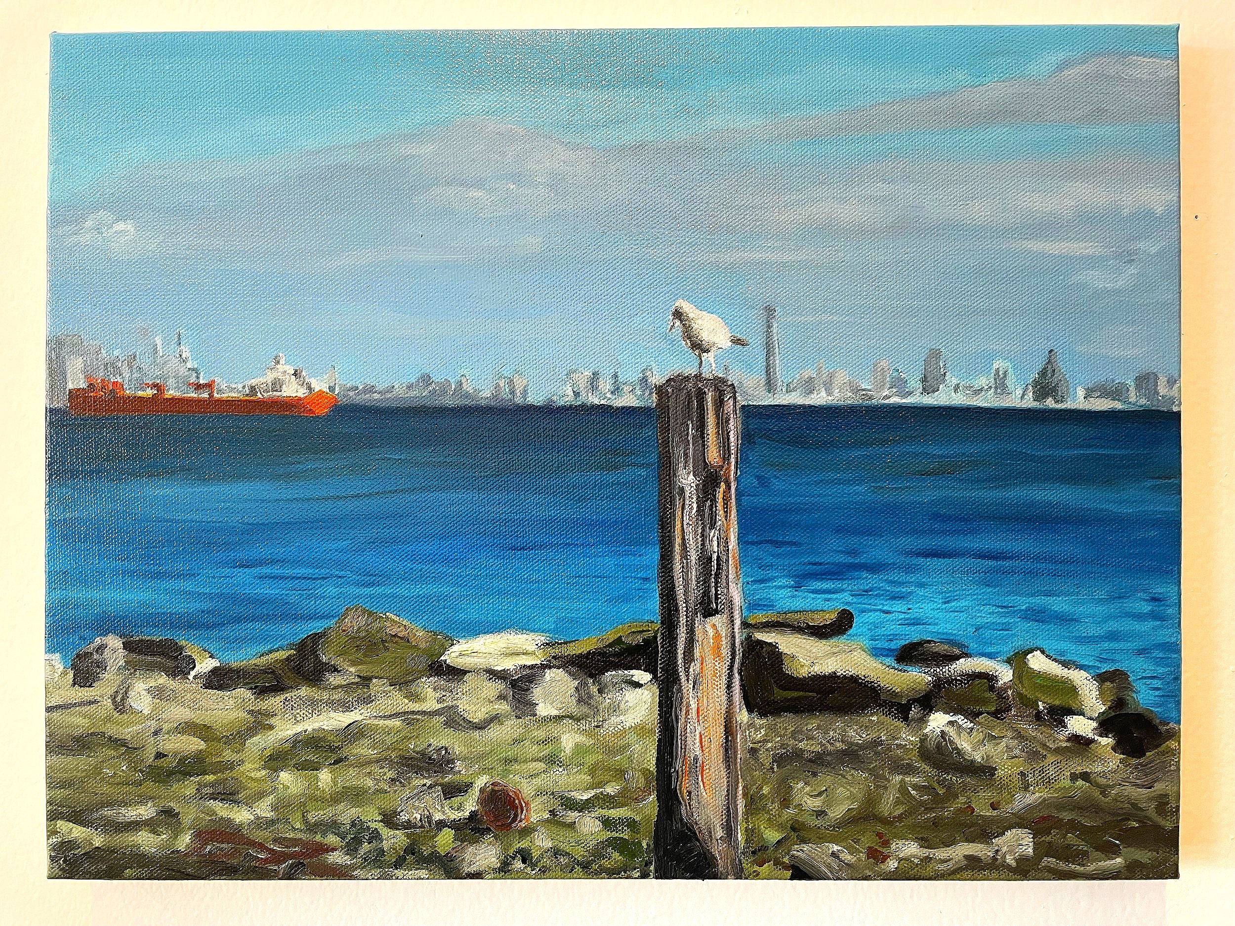   Perched Seagull,  Oil on Canvas, 12” x 16”, 2023 