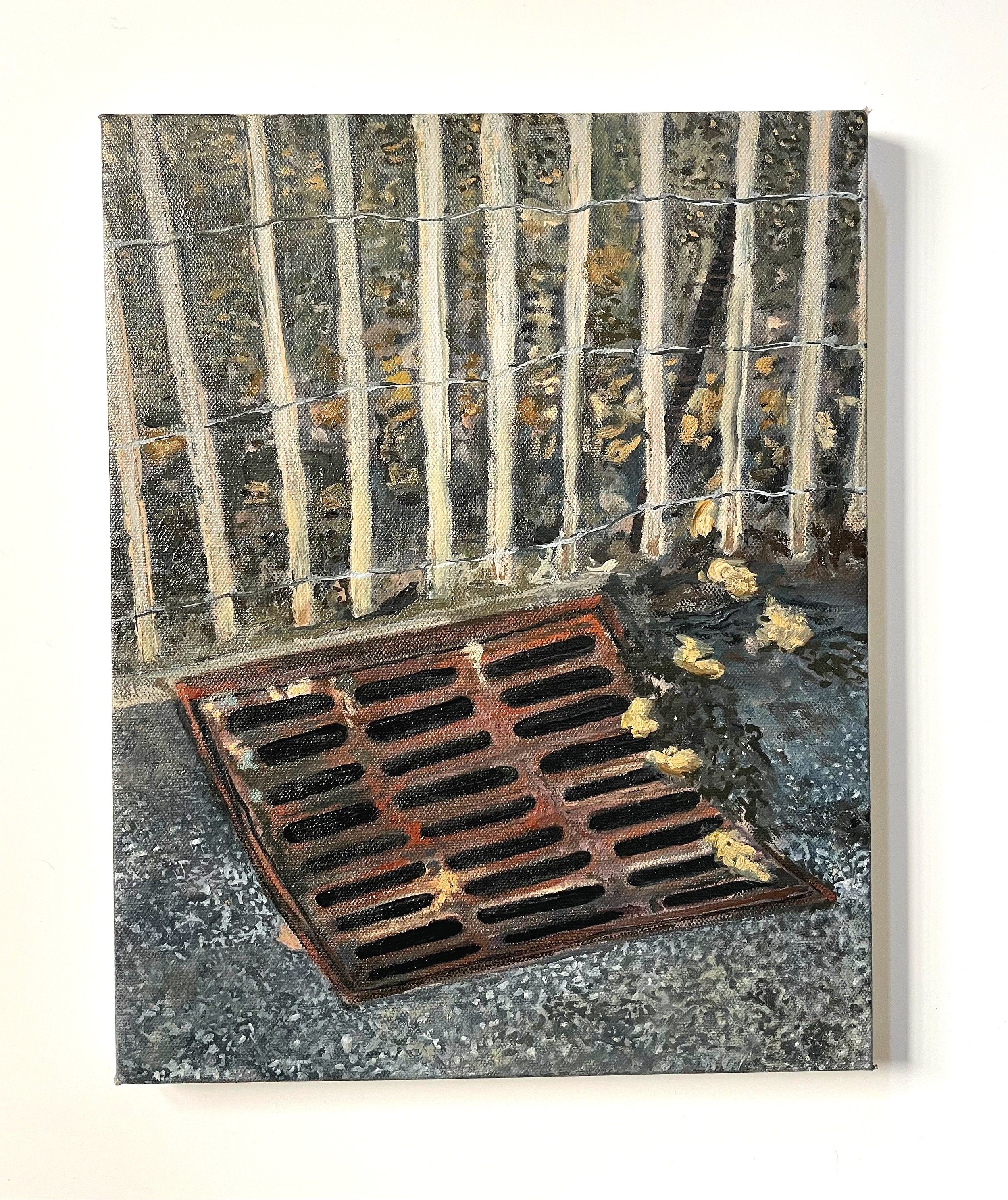   Curved Storm Drain   oil on canvas  14” x 11”  2023 
