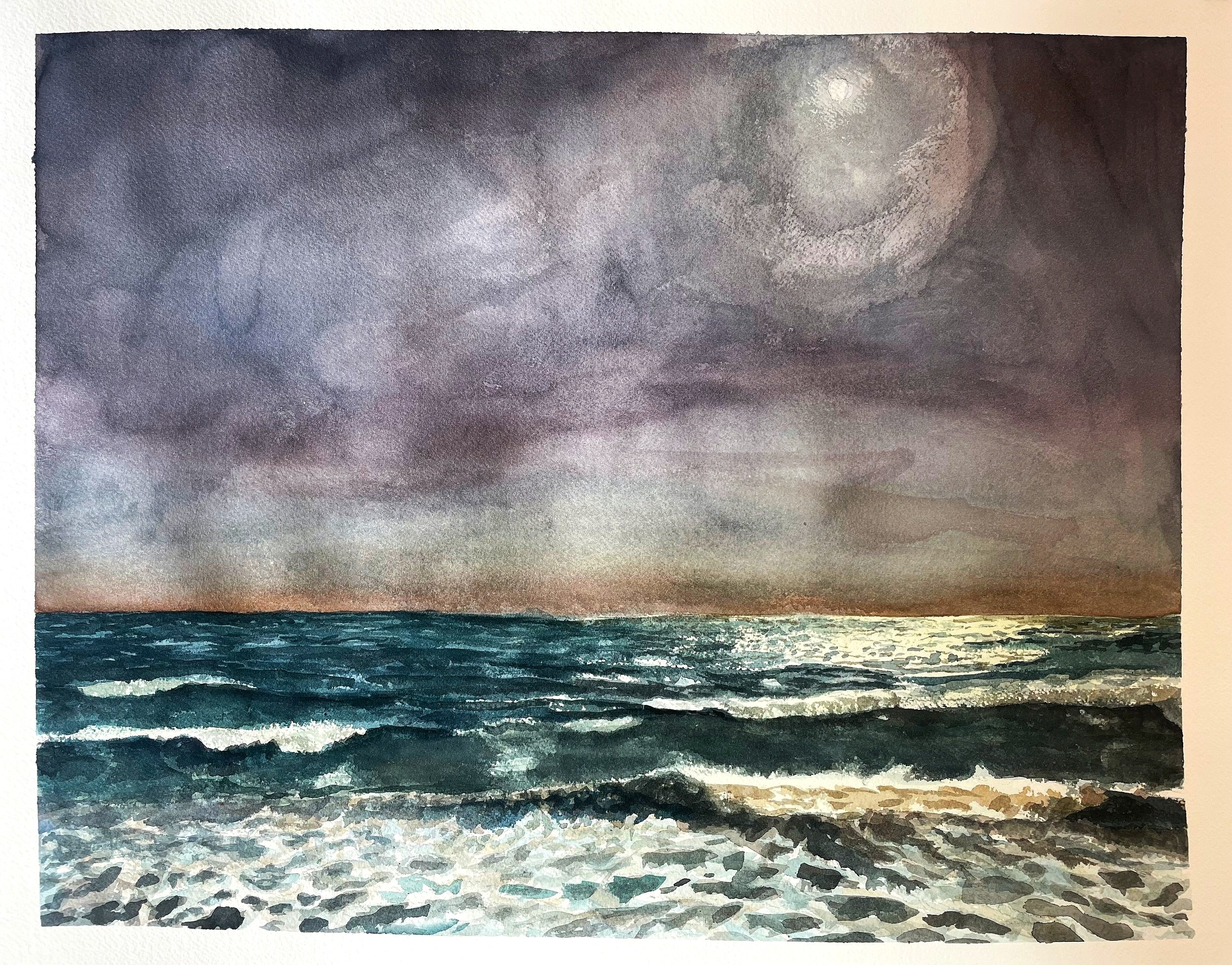   Ocean at Night   17’ x 19”   watercolor on coldpress  2023 