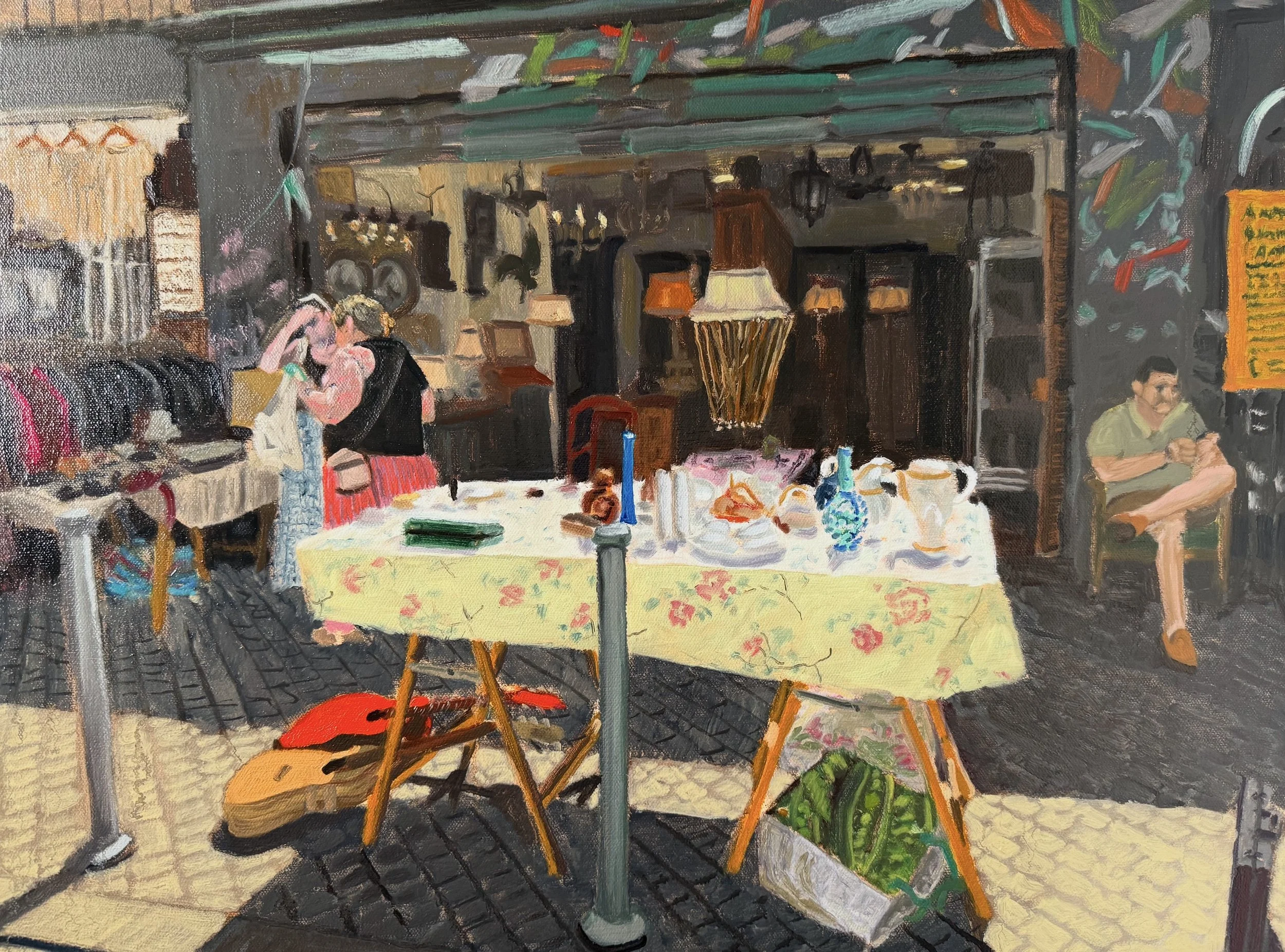   Antique Tableware in the Sun   oil on canvas  18” x 24”  2025 