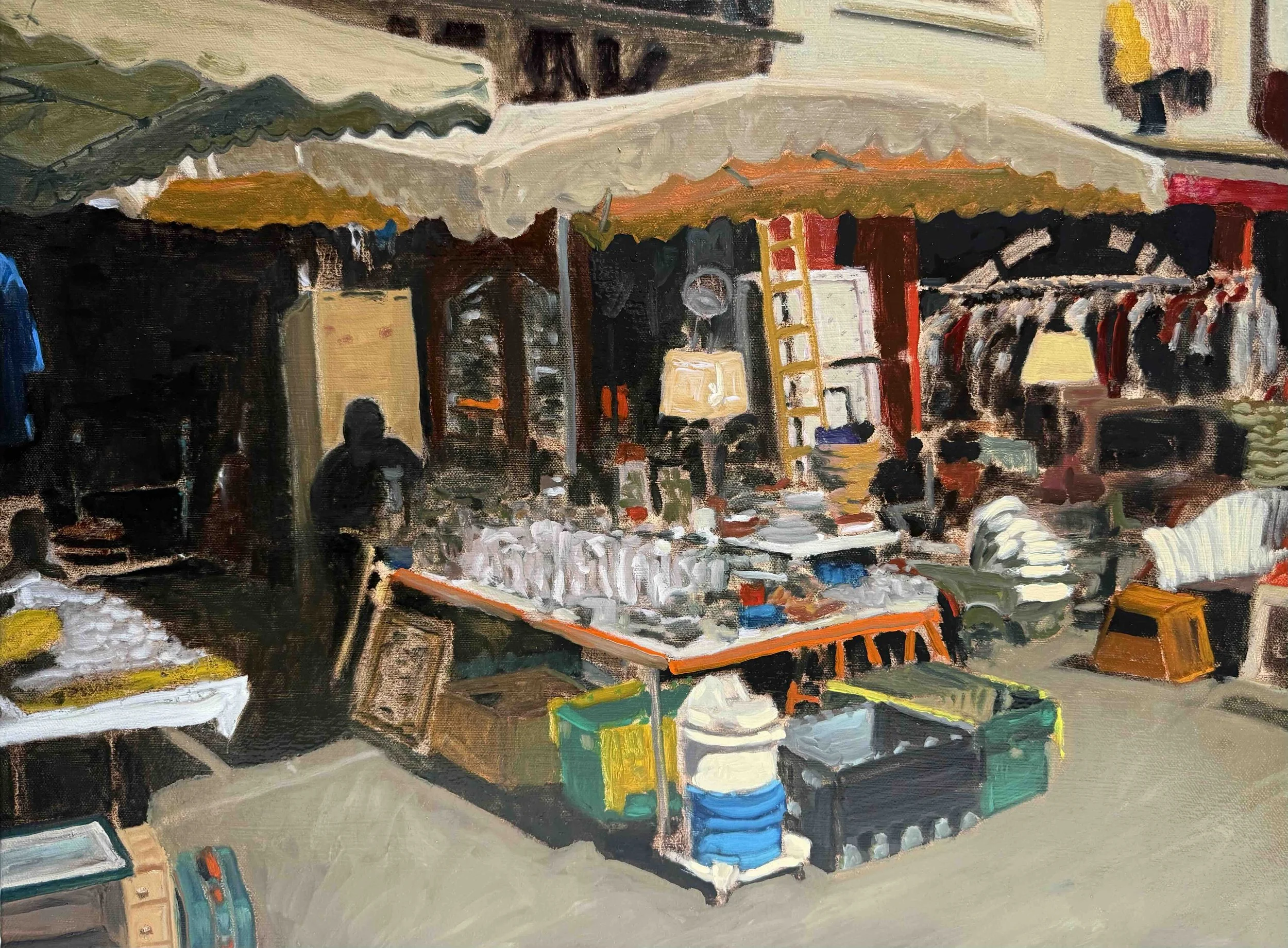   Antiques in the Sun   oil on canvas  18” x 24”  2025 