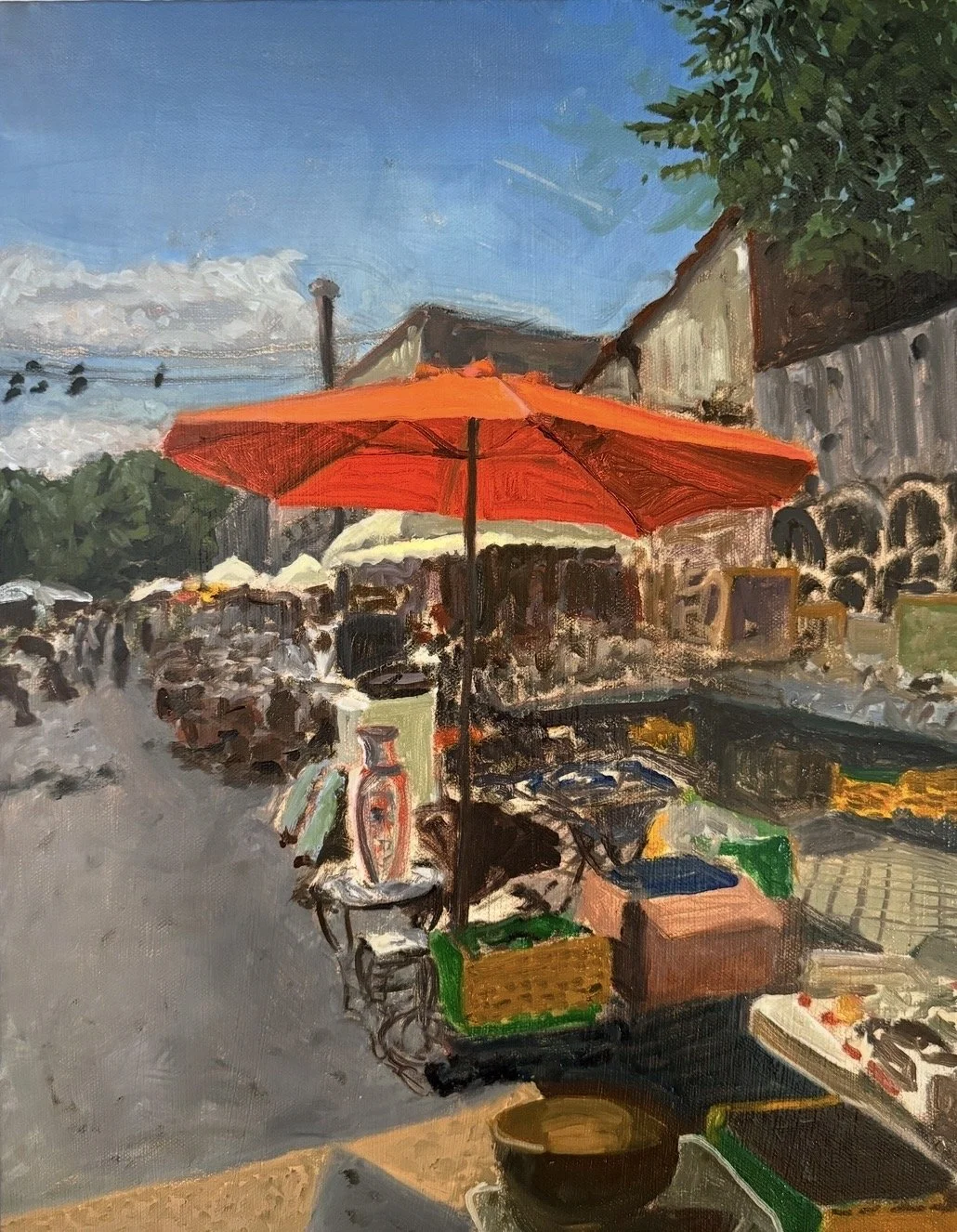   Orange Umbrella   oil on canvas  18” x 14”  2025 