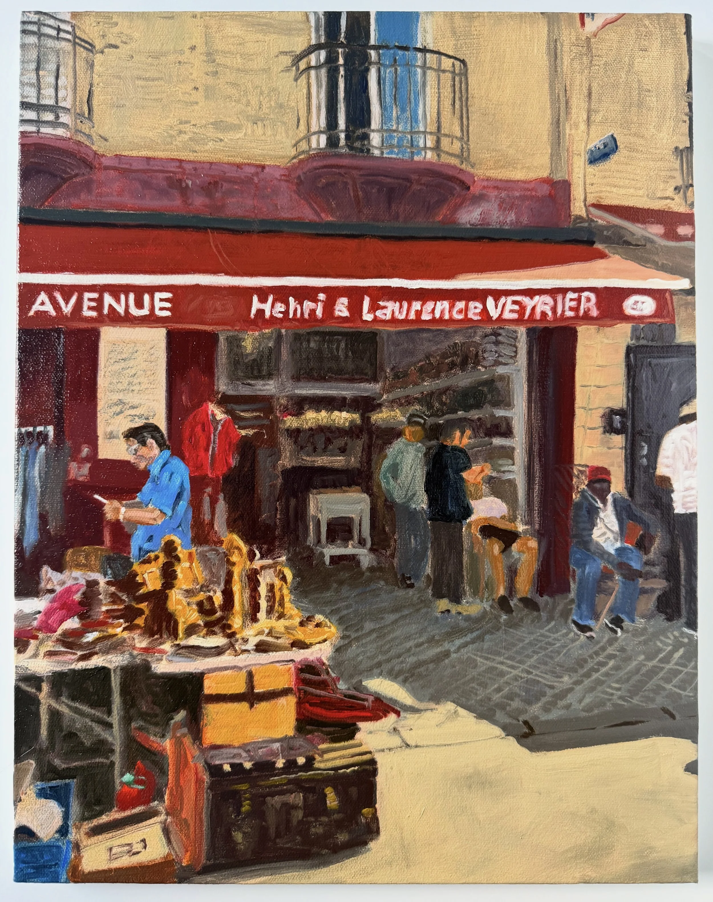   Locals at Henri &amp; Laurence Veyrier   oil on canvas  18” x 14”  2025 