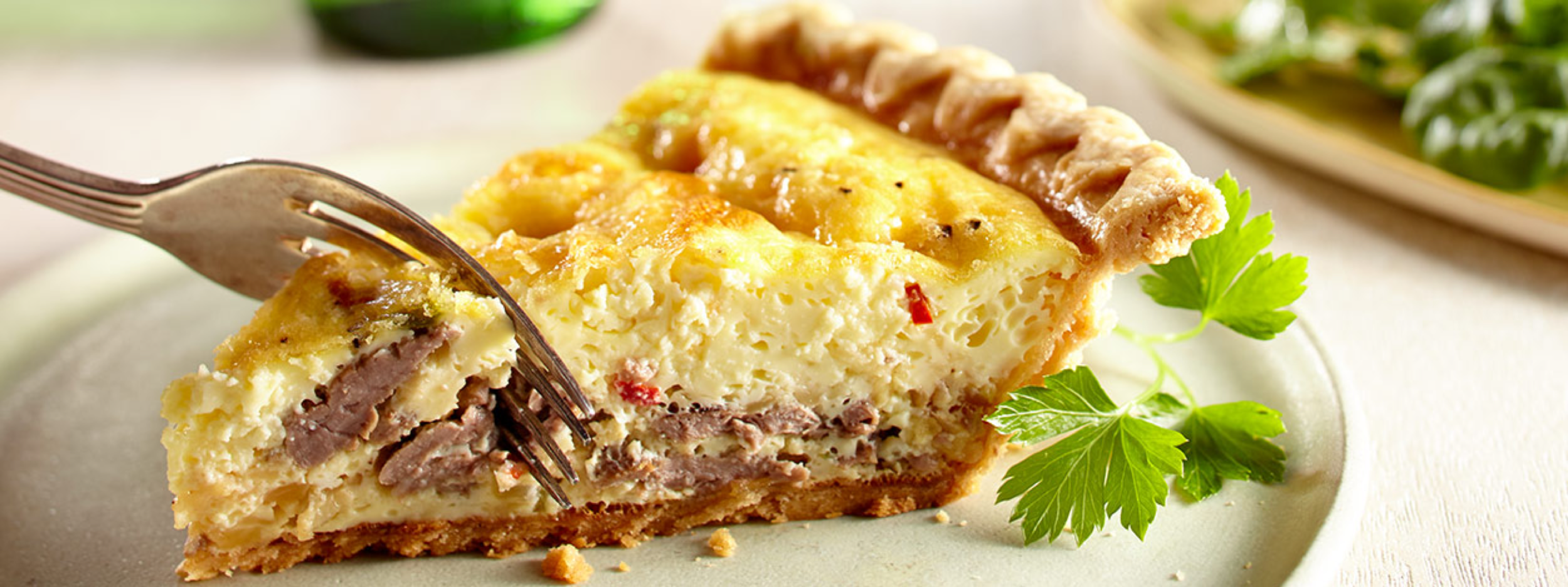 “AMJ’s Not Just for Breakfast “Cheesesteak Quiche