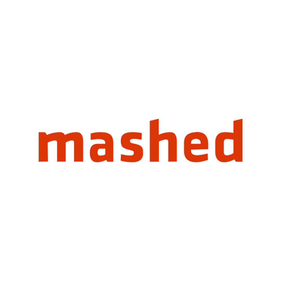 Red lowercase text reading 'mashed' on a white background.