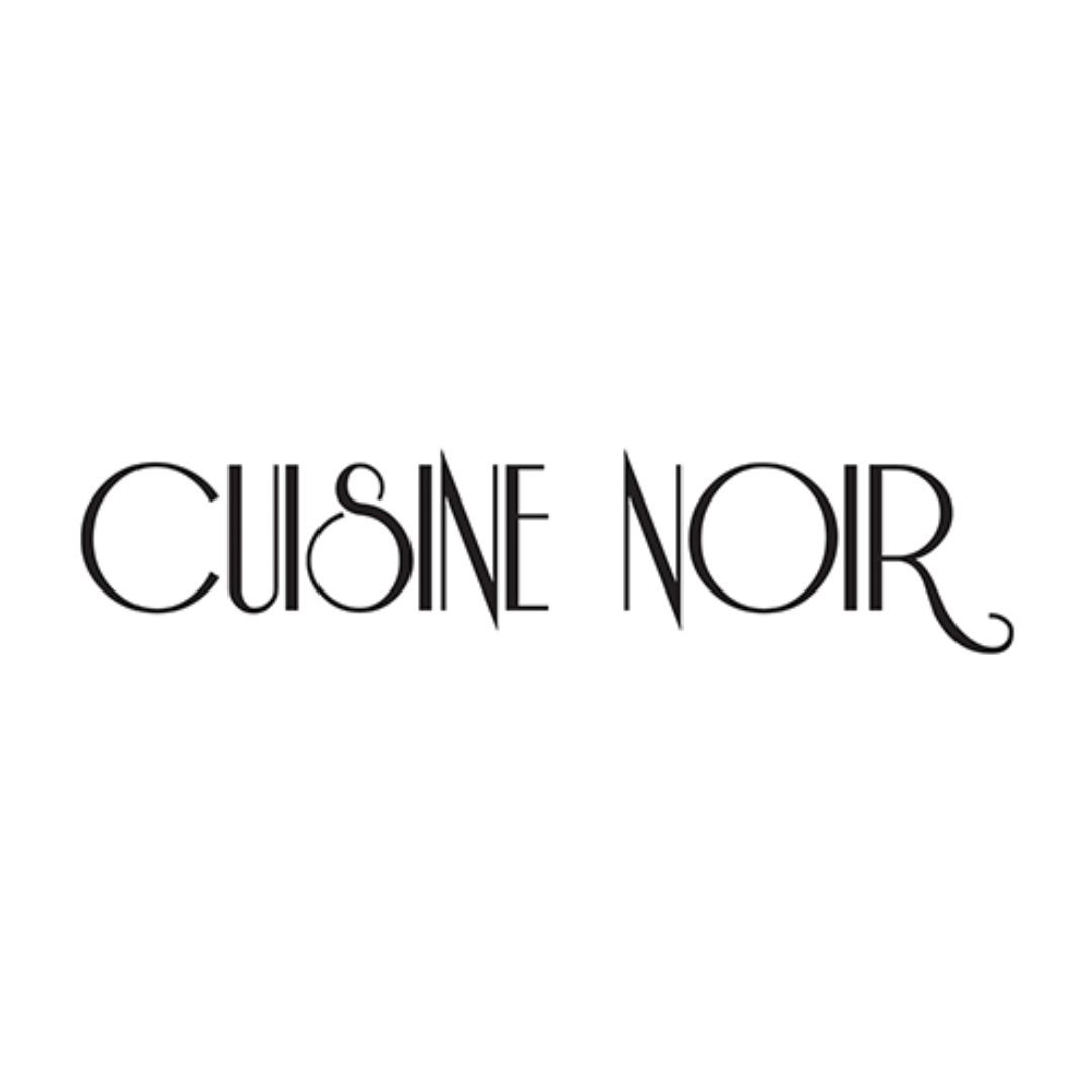 Cuisine Noir logo in elegant black font on a white background.