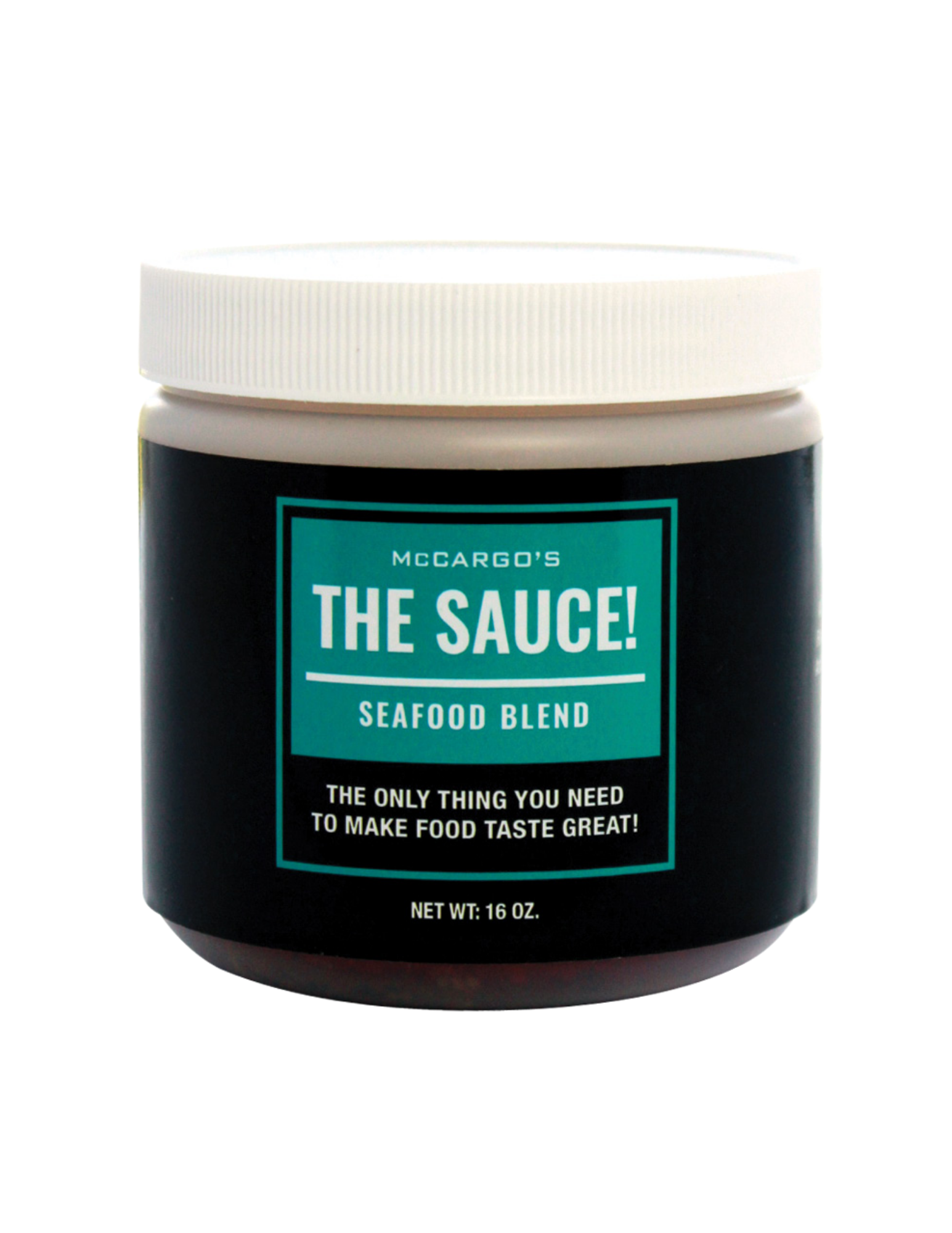 A jar of McCargo's The Sauce, Seafood Blend, 16 oz.