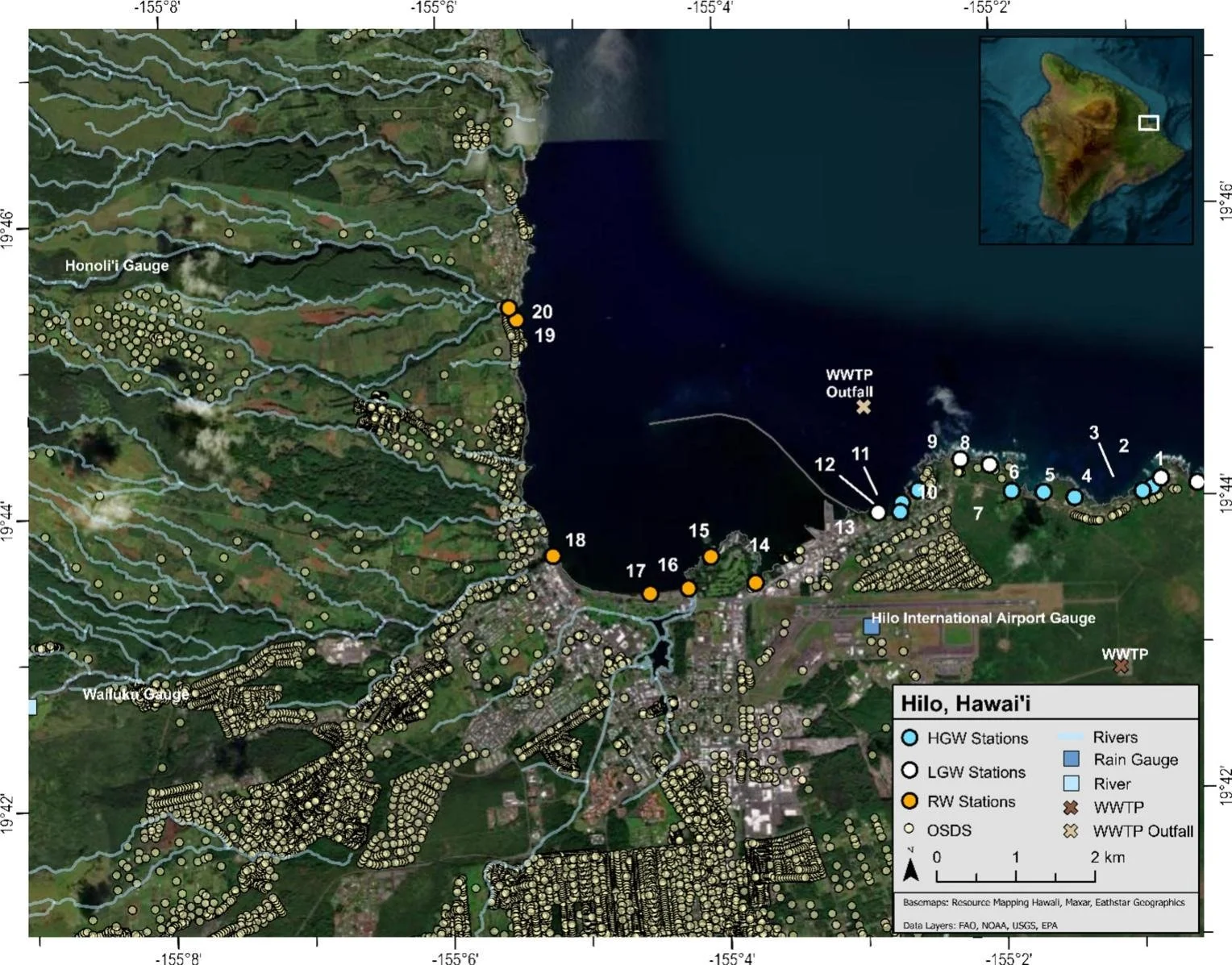 Identifying wastewater pollution hotspots in coastal Hawaiian waters with high freshwater inputs.