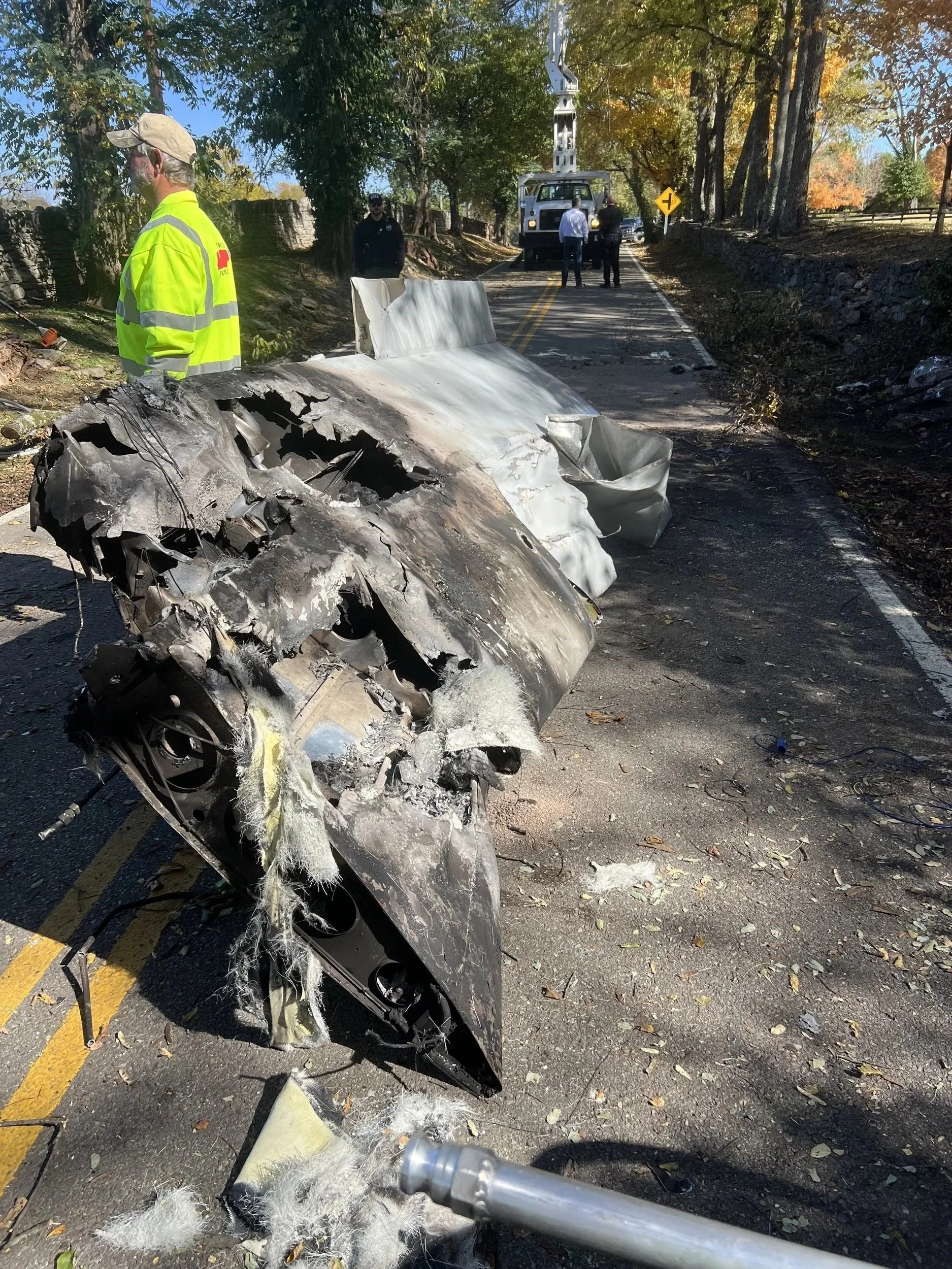 Enviro Medics emergency spill response team transferring fuel from a downed aircraft in Brentwood Tennessee.