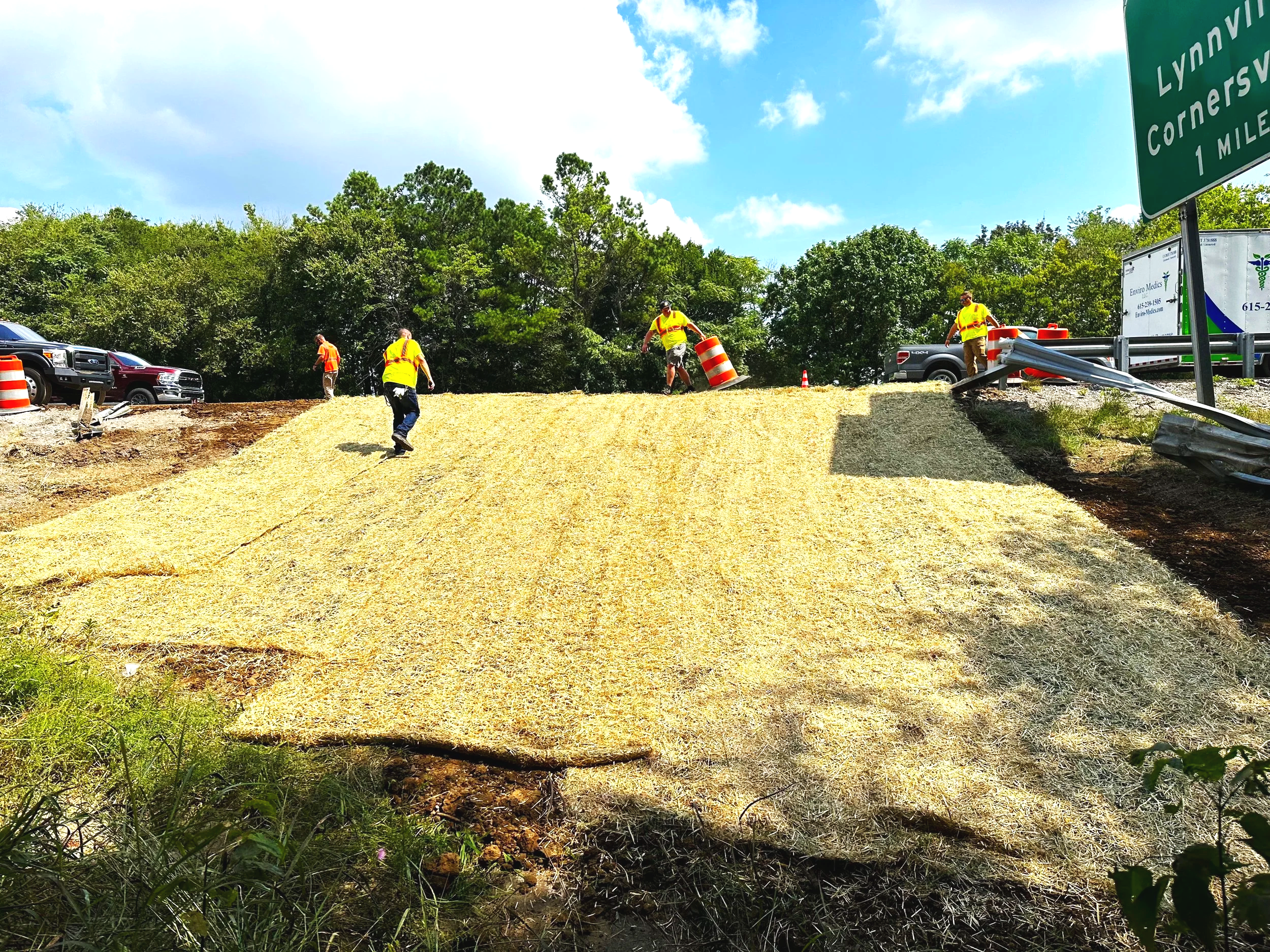 Enviro Medics team finishing up a remediation after a fuel spill.