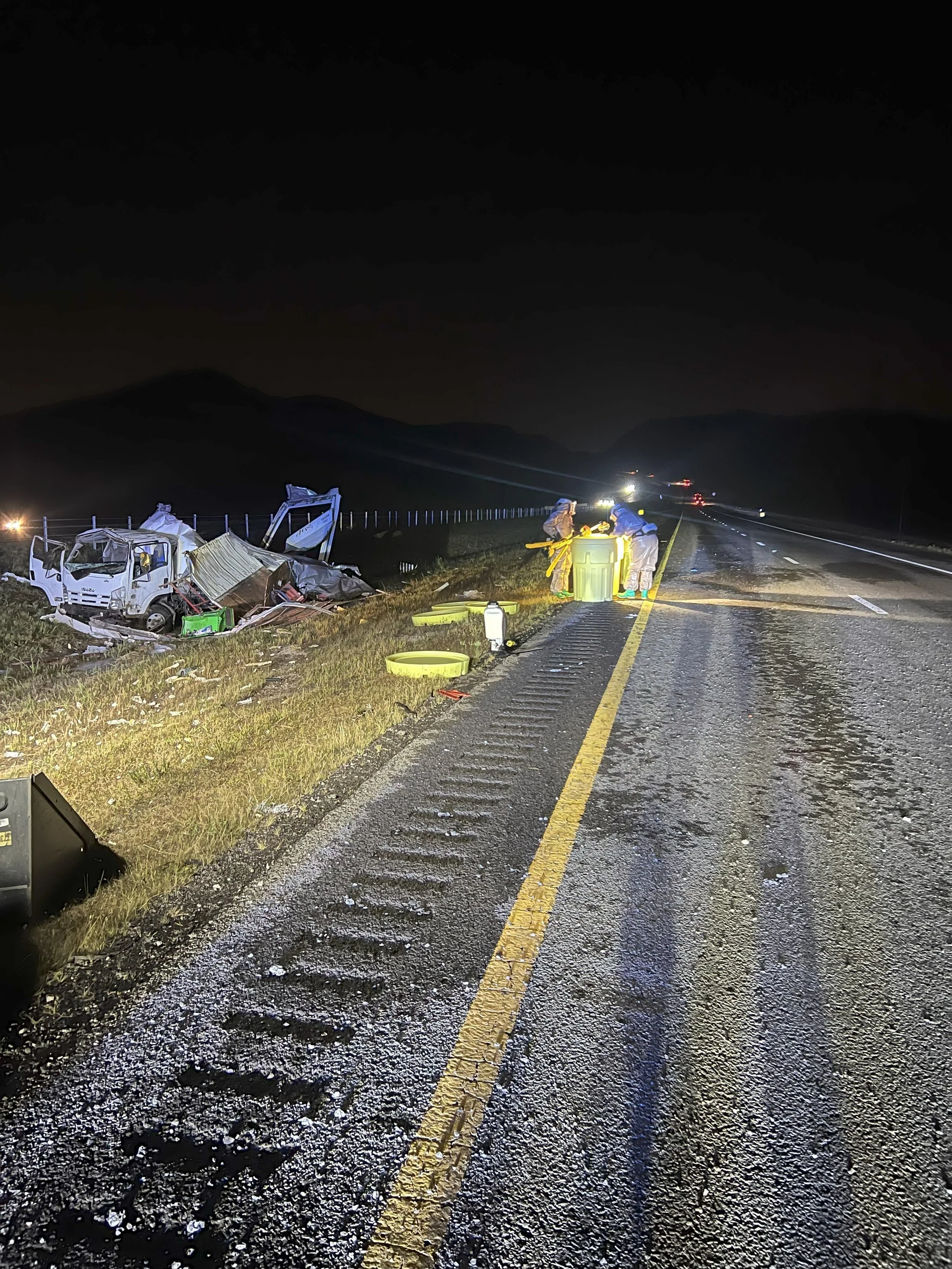 Enviro medics hazmat entry team containing a chemical spill on interstate 840.