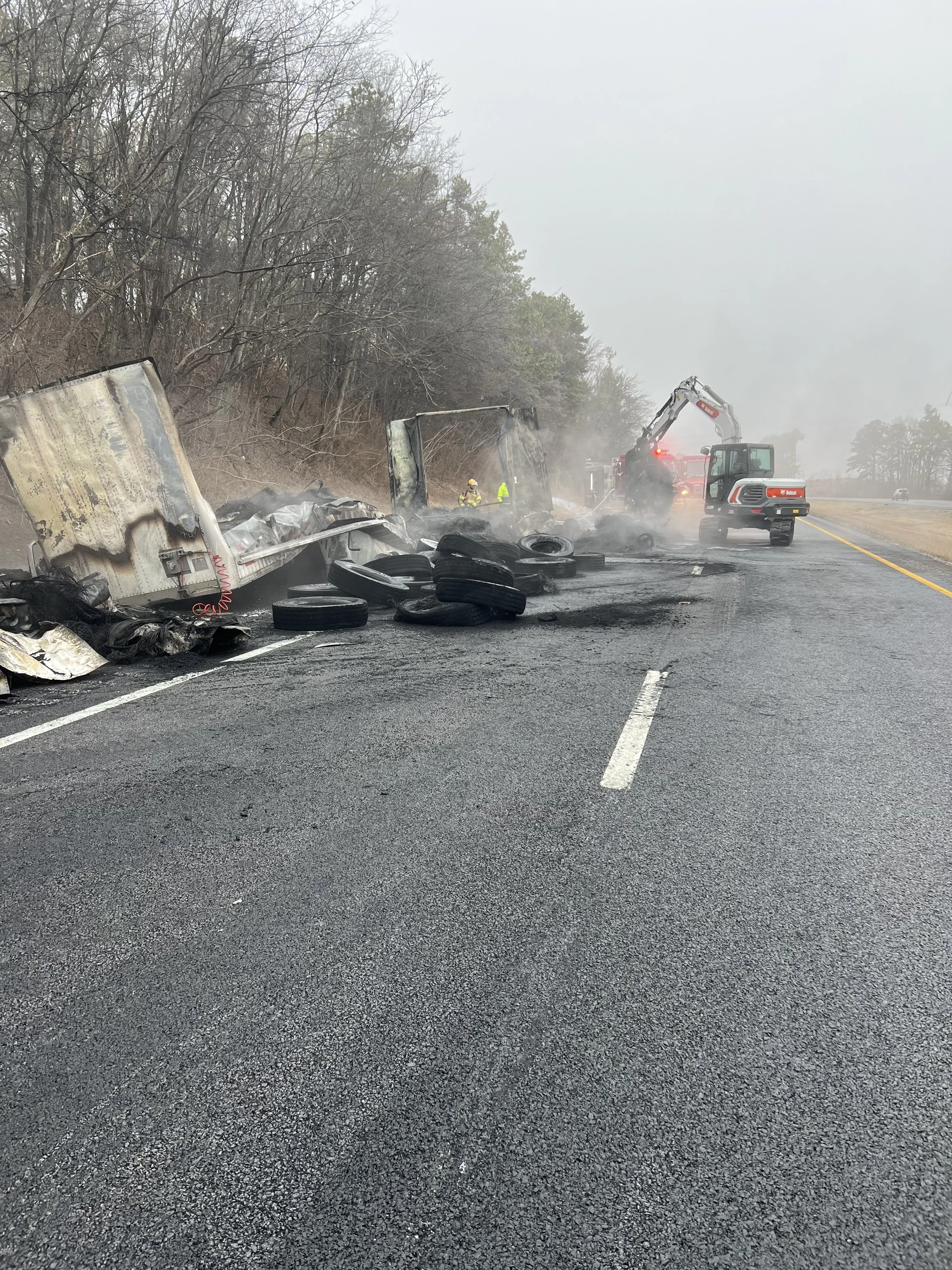 Commercial Vehicle Fire Response & Environmental Cleanup
Emergency response and cleanup operations following a commercial vehicle fire, including debris removal, contaminated material management, and roadway restoration.