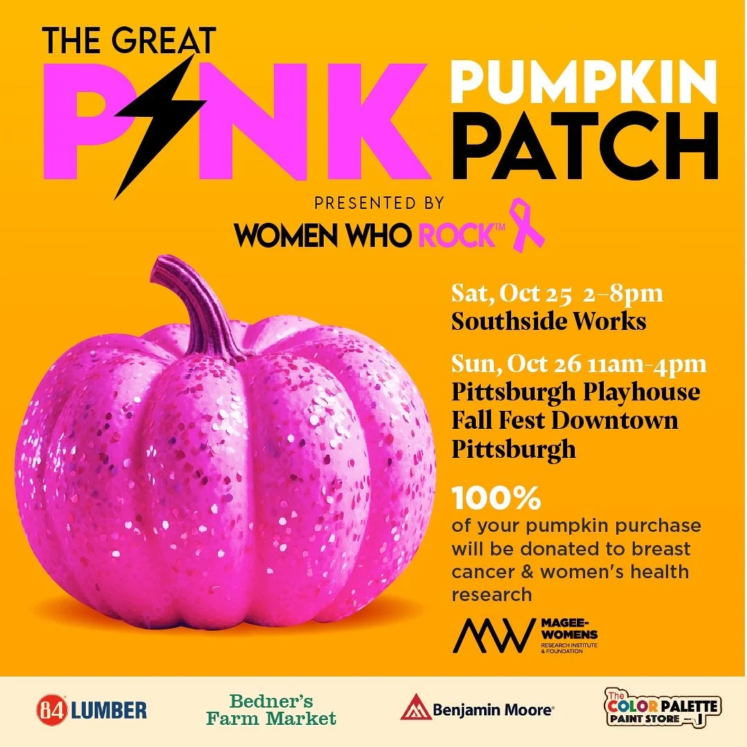 🎃 The Great Pink Pumpkin Patch Presented by Women Who Rock is BACK and bigger than ever! 

This year, Women Who Rock is popping up at two locations to celebrate Halloween and raise funds for life-saving breast cancer research.

📅 Saturday, October 