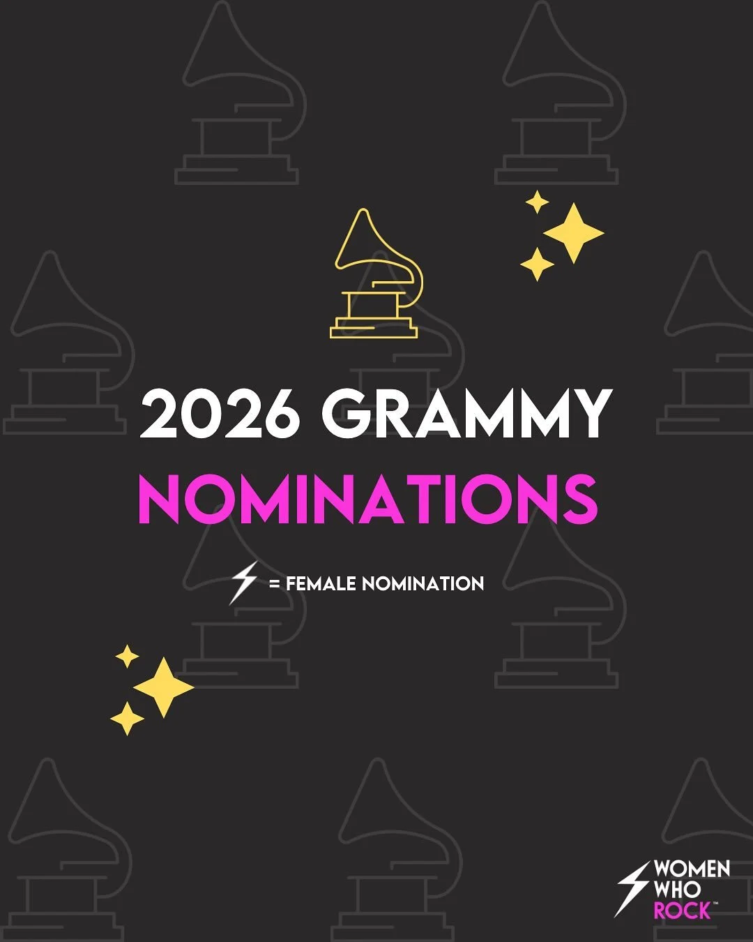 ✨ Grammy season is here! We&rsquo;re so excited to celebrate all the incredible female nominees just announced &mdash; the trailblazers, the icons in the making, and the legends of the industry. 🎶
 Who do you think will win this year? Comment your p