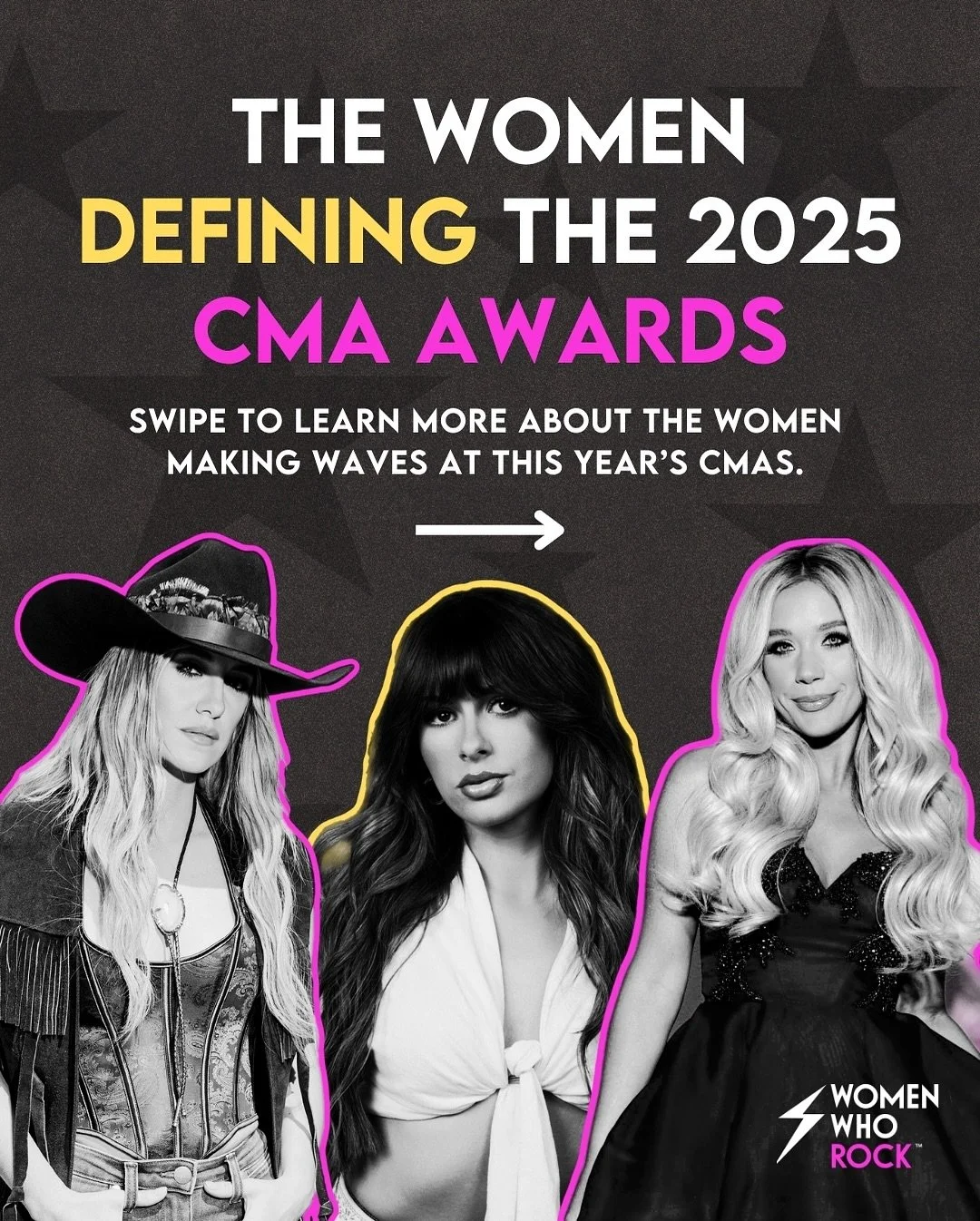 Get ready with us for country music&rsquo;s biggest night of the year! 🤠⚡️

The Country Music Assiciation Awards start tonight at 8pm EST, and of course we had to highlight the incredible women who are nominated 💅

For the first time in CMA Awards 