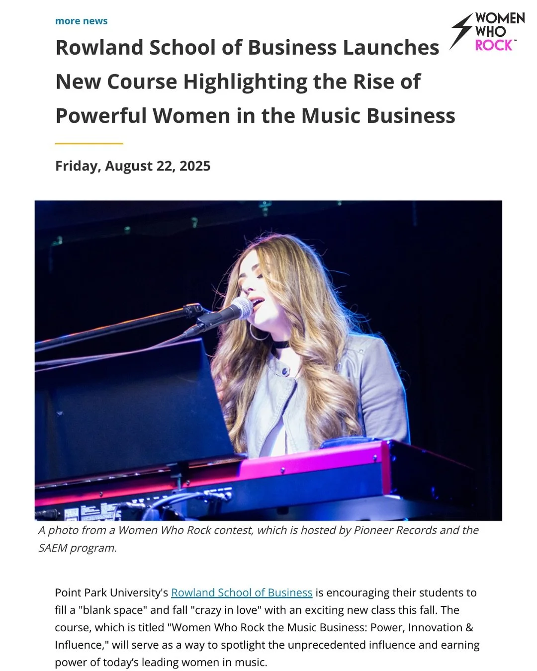 🎓⚡ Today marked the final class this semester of &ldquo;Women Who Rock the Music Business&rdquo; at the Rowland School of Business at Point Park University &mdash; a new class created and taught by our very own Women Who Rock founder, Professor Meli