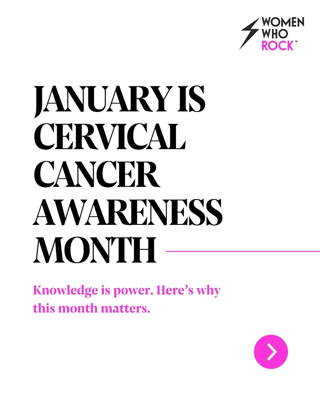 January is Cervical Cancer Awareness Month.

Knowledge is power and when it comes to cervical cancer, awareness saves lives.

⚡ Nearly 99% of cervical cancers are caused by HPV, yet cervical cancer remains one of the most preventable cancers through 