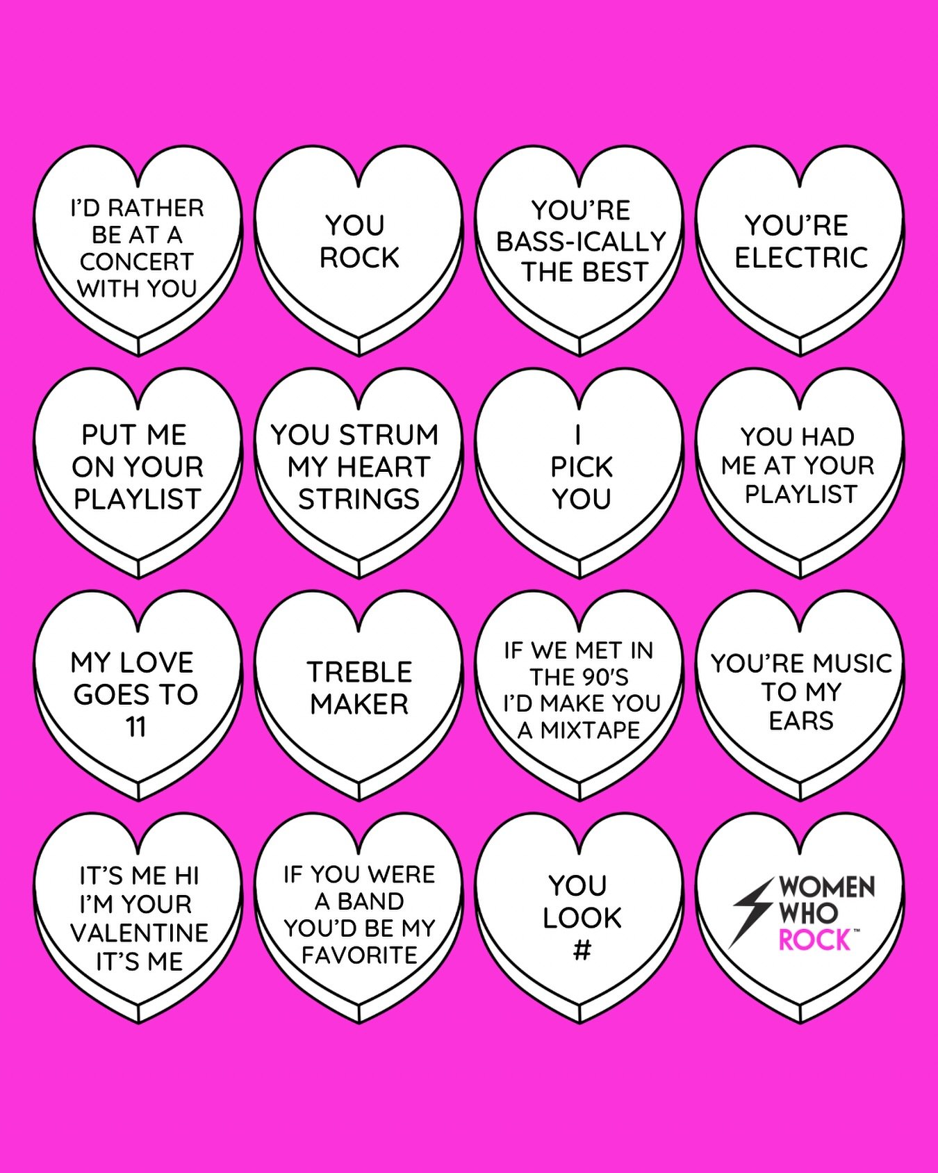 💘🎸 YOU ROCK, VALENTINE 🎸💘

This Valentine&rsquo;s Day, we&rsquo;re turning up the volume on love.

Because at Women Who Rock&hellip;
💗 Our love goes to 11
⚡ You&rsquo;re electric
🎶 You strum our heart strings
🎤 You&rsquo;re music to our ears

