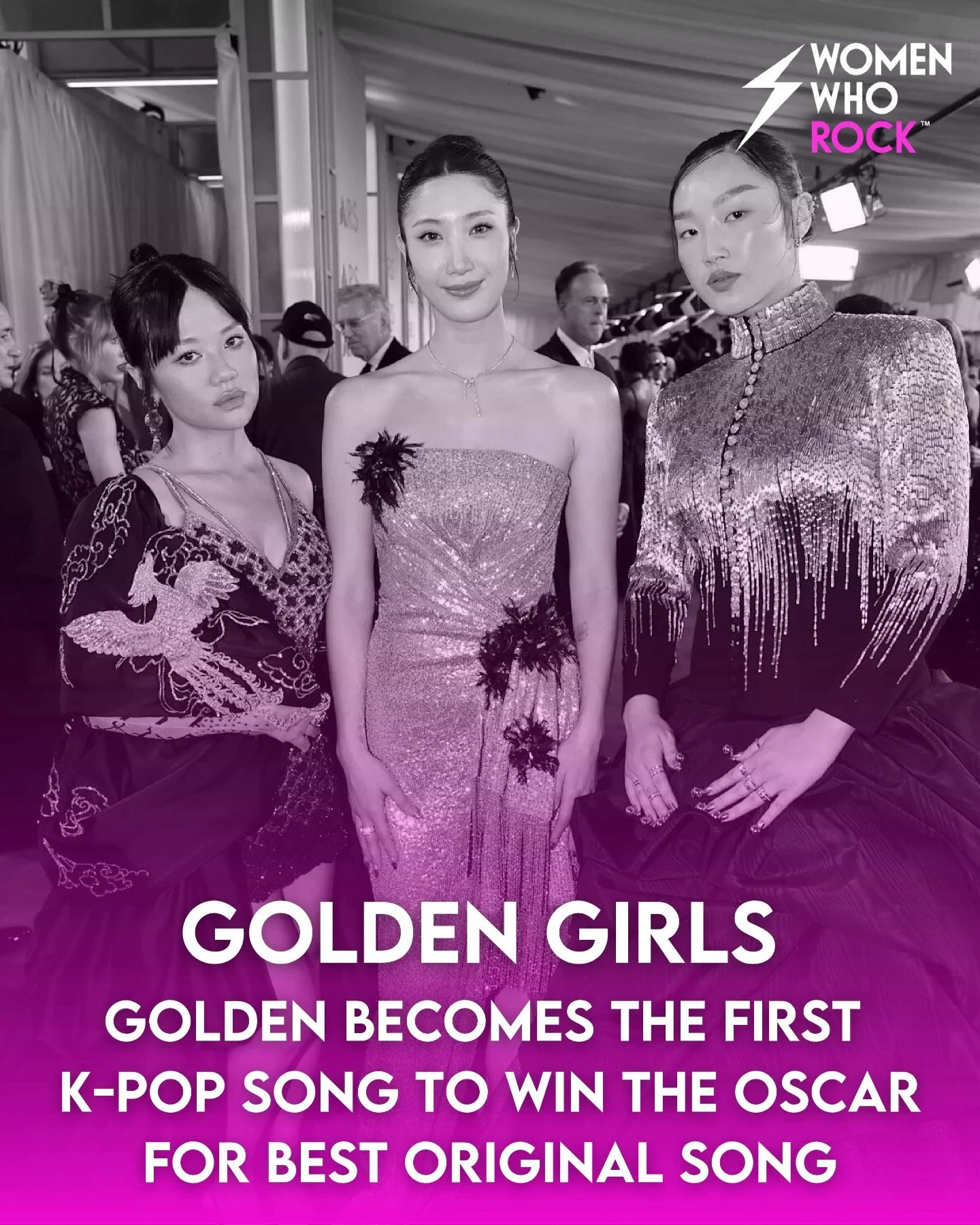 A golden night at the Oscars for women in music! ⚡️🎬

Golden won the Oscar for best original song. It was the first K-pop song to win the award, and the second for K-Pop Demon Hunters that also won the best animated film award.

Congrats to @audreyn