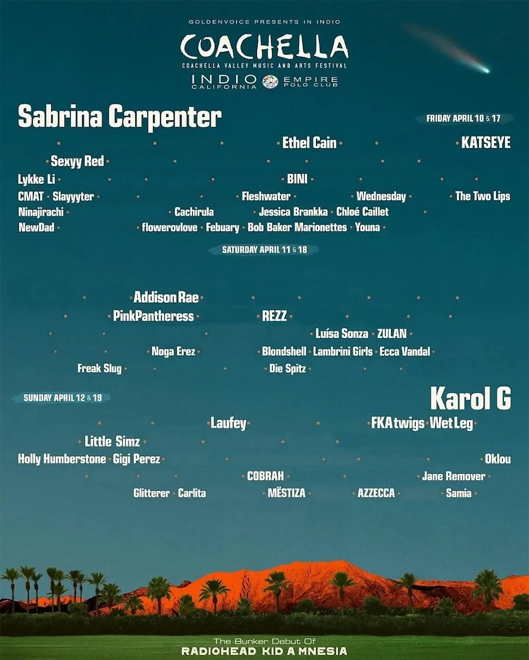 Only 33% of the acts on the Coachella 2026 lineup this year are women 😩

Although women secured two of the three headline spots (shoutout @karolg for being the first Latina headliner!) women are still heavily underrepresented on the lineup ⚡️

This 