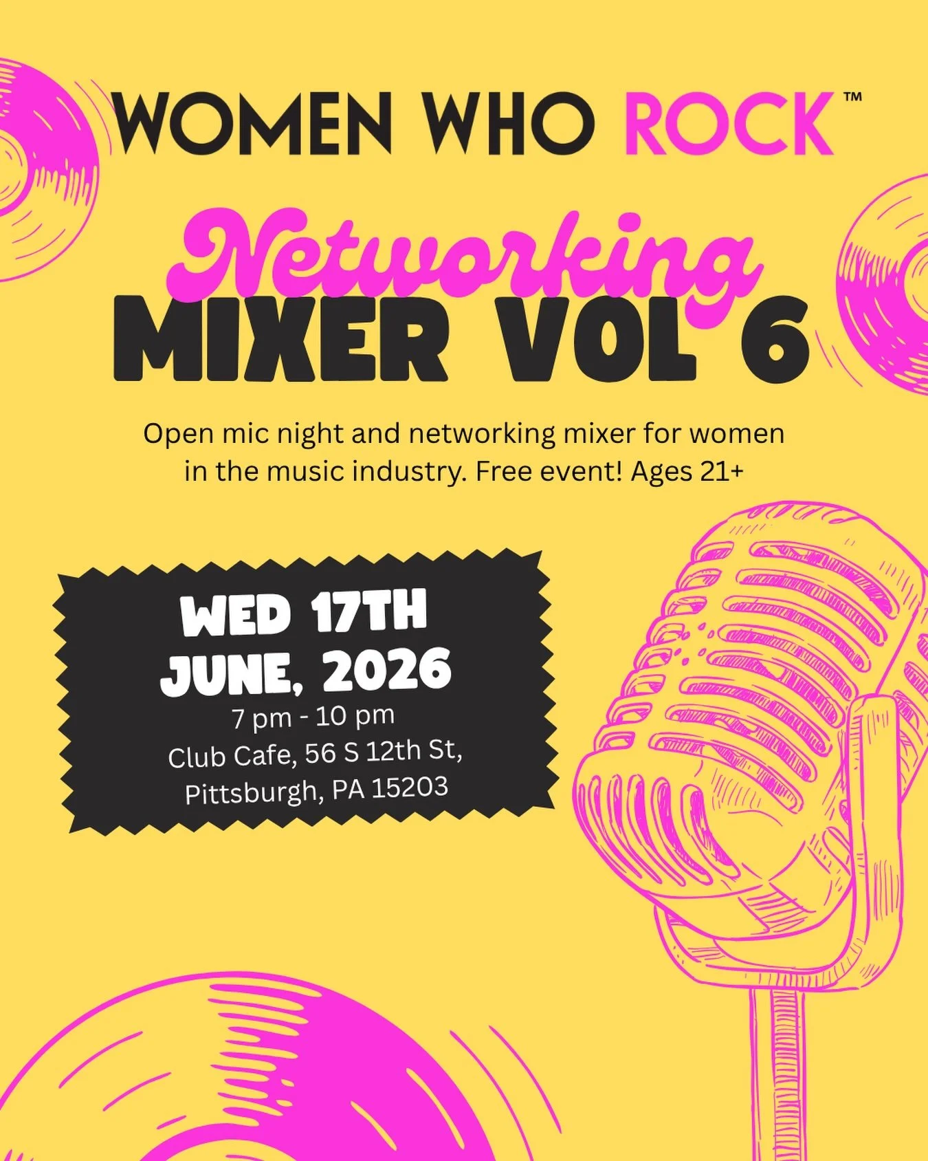 ⚡🎶 Women Who Rock Networking Mixer &ndash; Volume 6 🎶⚡

Join us on Wednesday, June 17th at Club Cafe, another incredible women-owned business and venue, we&rsquo;re proud to partner with for an evening dedicated to connection, creativity, and commu