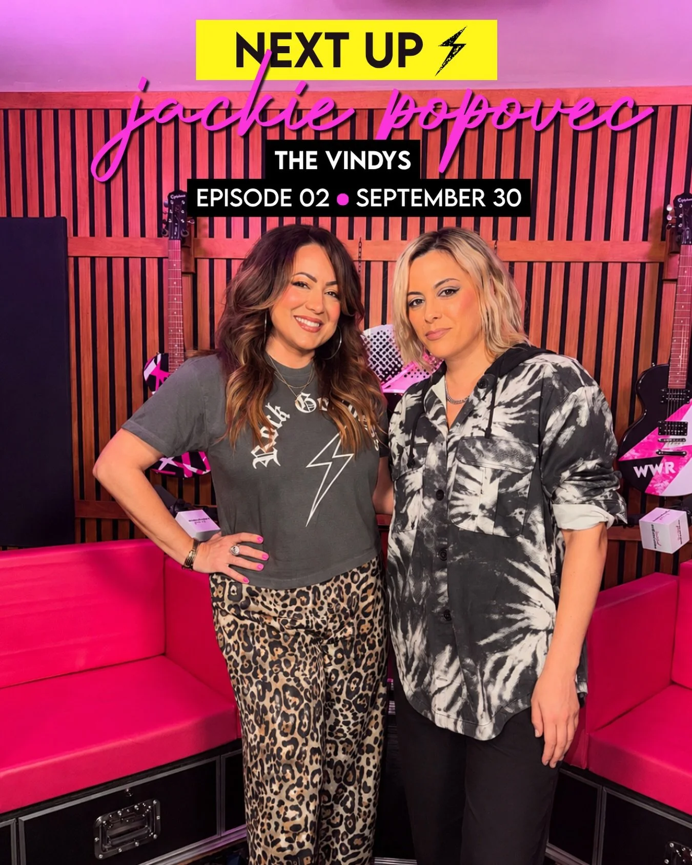 NEXT UP. 🎙️⚡Jackie Popovec, lead singer of @thevindys, joins us behind the mic for Episode 02 of Women Who Rock The Podcast.

We&rsquo;re talking about her journey in music, the power of women supporting women, touring with Pat Benatar and some unfo